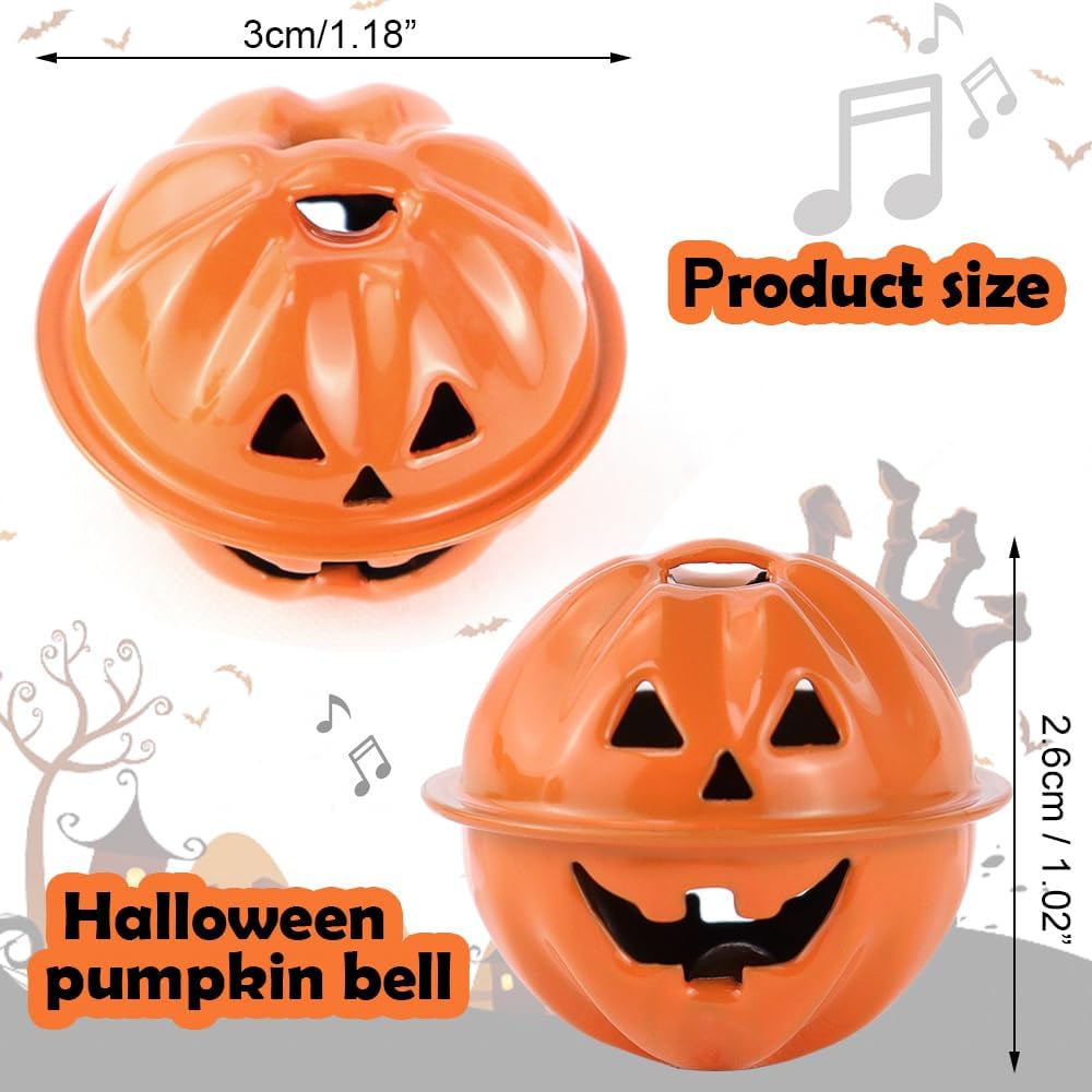 Pumpkin Bells Head Craft Bells for DIY Halloween Decor Collar Jingle Bells Halloween Decorations Ornament Jewelry Findings Charms Pendant