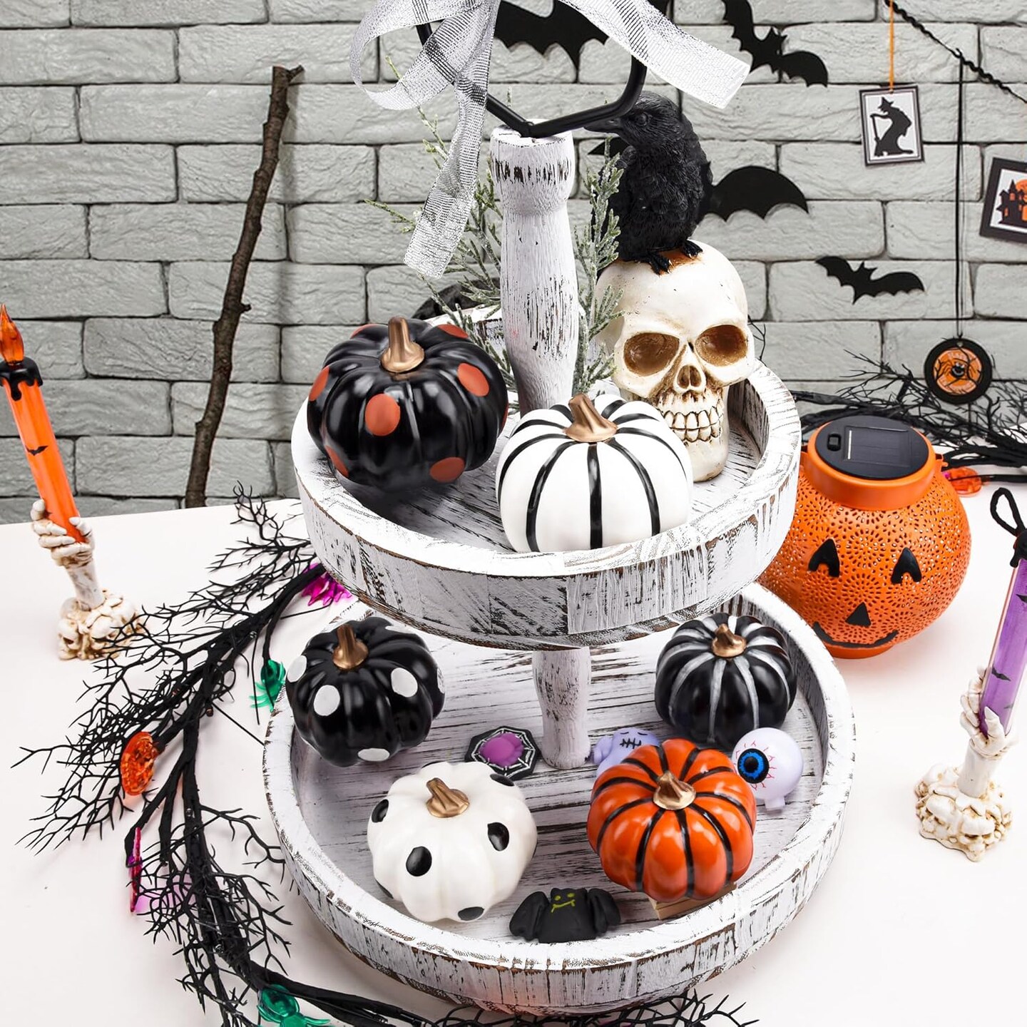 Pumpkin Decor - 6 pcs Artificial Pumpkins for Crafts Decorations for Autumn Home Halloween Decor