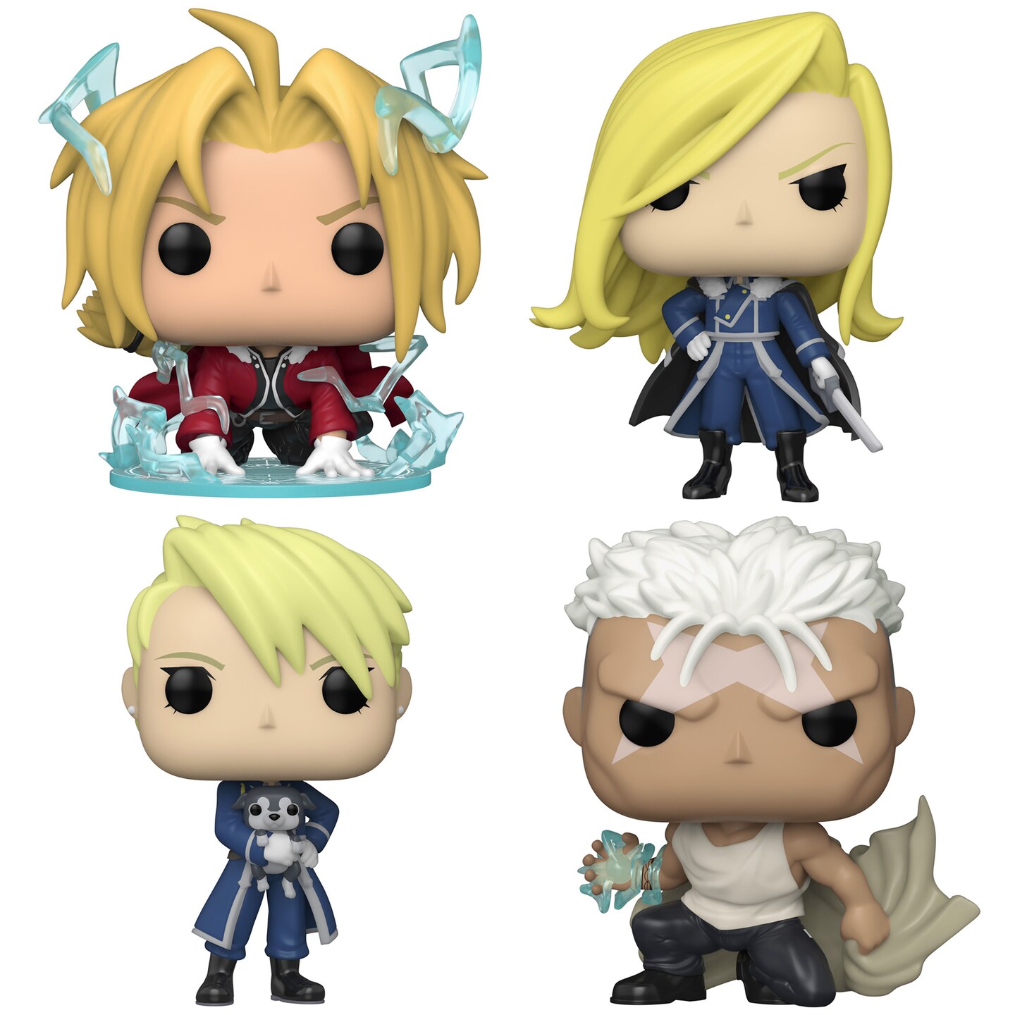 Funko Pop! Animation: Full Metal Alchemist Brotherhood Collectors Set - 4 Figure Set Includes: Scar, Olivier Mira Armstrong W/ Sword, Riza Hawkeye, Edward Elric with Energy (Possible Chase Variant)