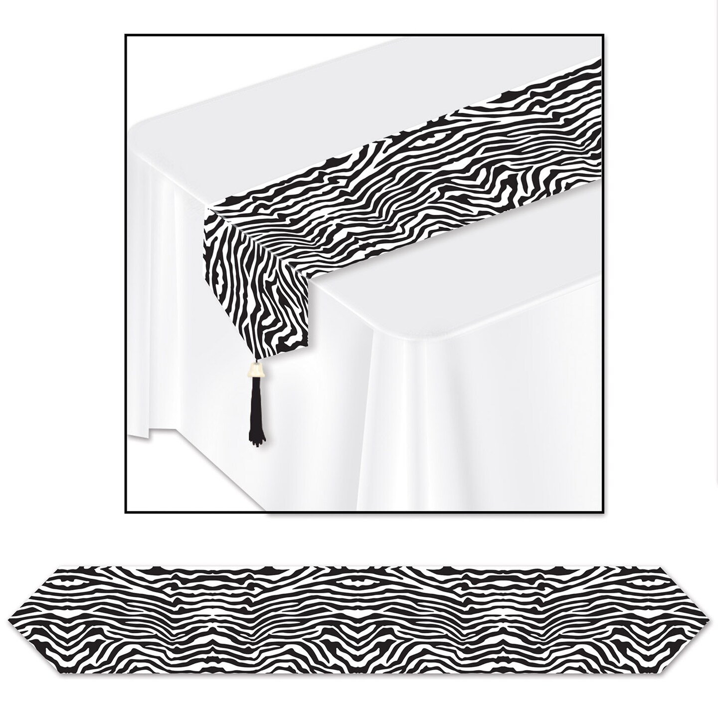 Beistle 11in. x 6Feet Printed Zebra Print Table Runner - 12 Pack