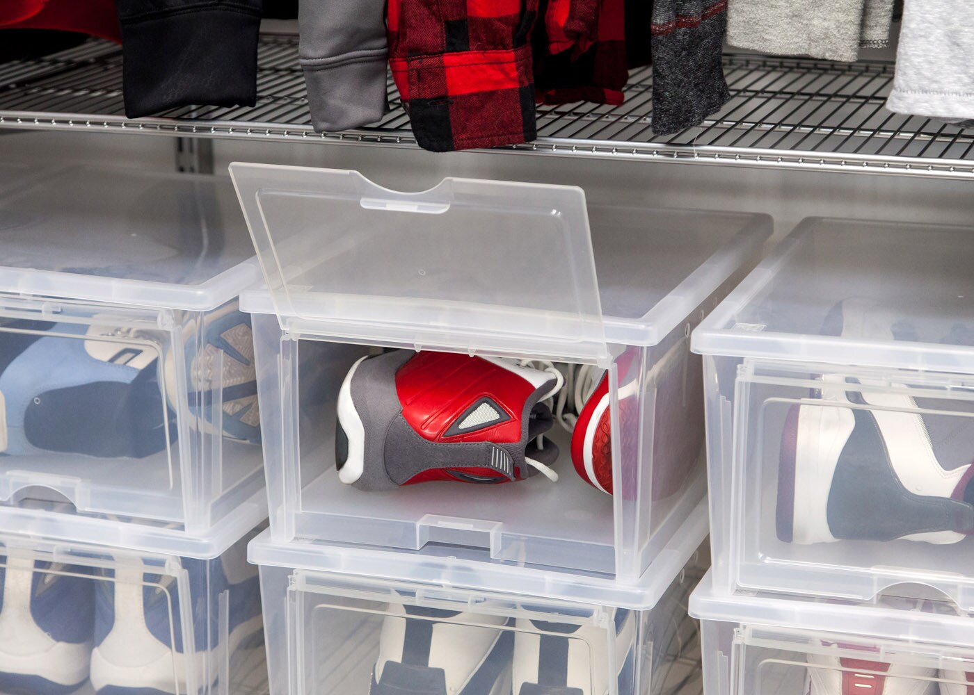 IRIS USA Front Entry Stackable Shoe Storage Box, Shoes Organizer