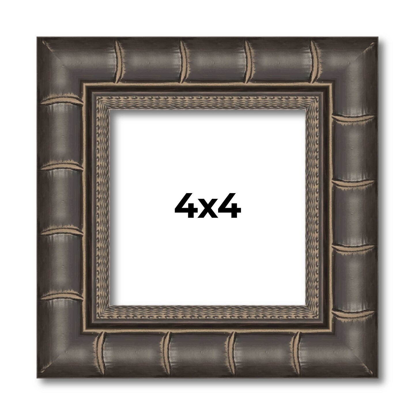4x4 Modern Bamboo Picture Frame with UV-Resistant Acrylic &#x26; Acid Free Backing, Available in  5 Finishes - Gold, Silver, Brown, Black, and Natural