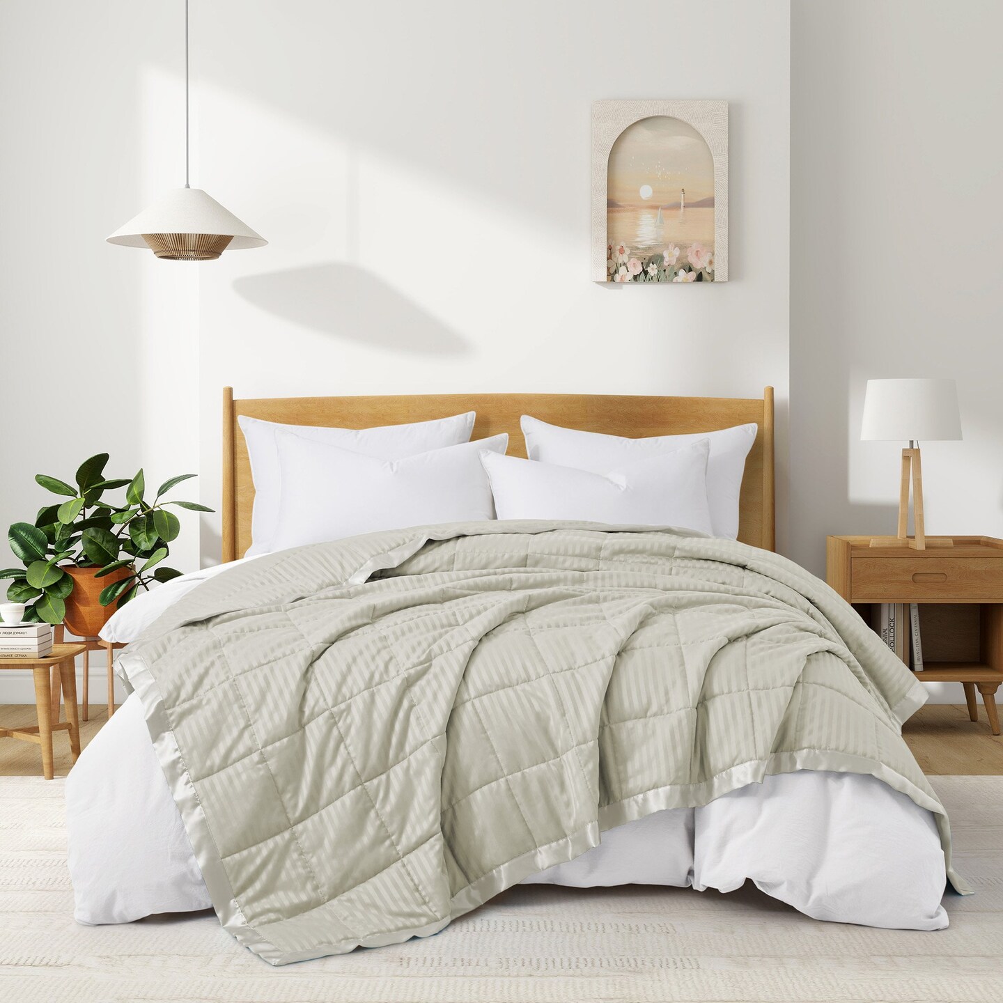 Peace Nest Satin-Trimmed Down Alternative Blanket - Soft And Cozy Oversize Blanket For All Seasons