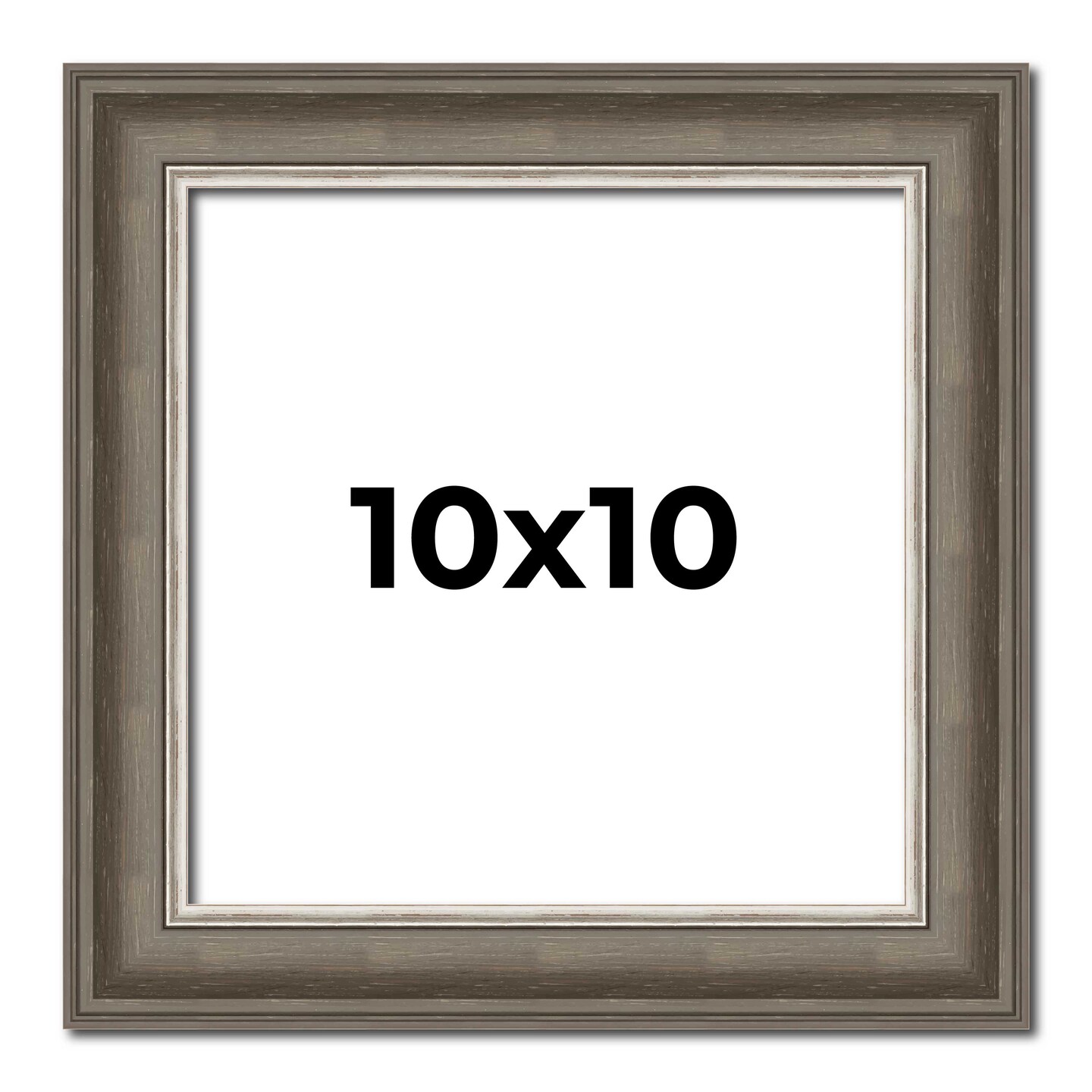 10x10 Weathered Picture Frame with UV-Resistant Acrylic &#x26; Acid Free Backing, Available in 5 Finishes - Black, Gold, Red, White, Natural