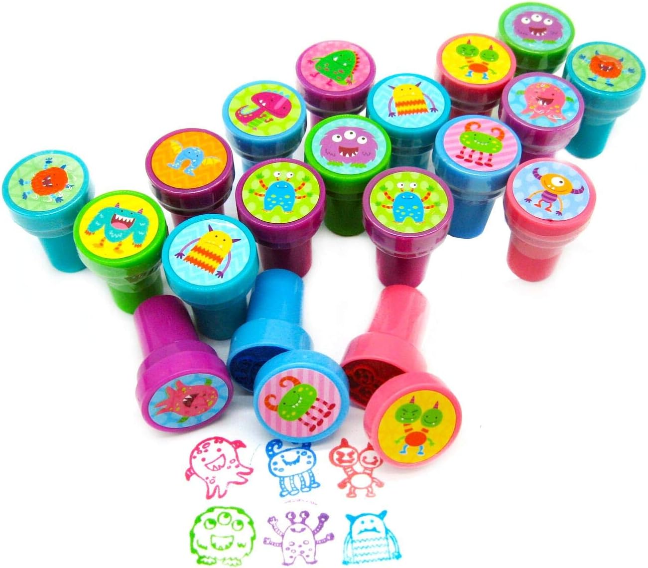 TINYMILLS 24 Pcs Monster Stampers for Kids Halloween Party Favors For Kids Goodie Bag Stuffers Trick or Treat Hand Outs Rewards Prizes