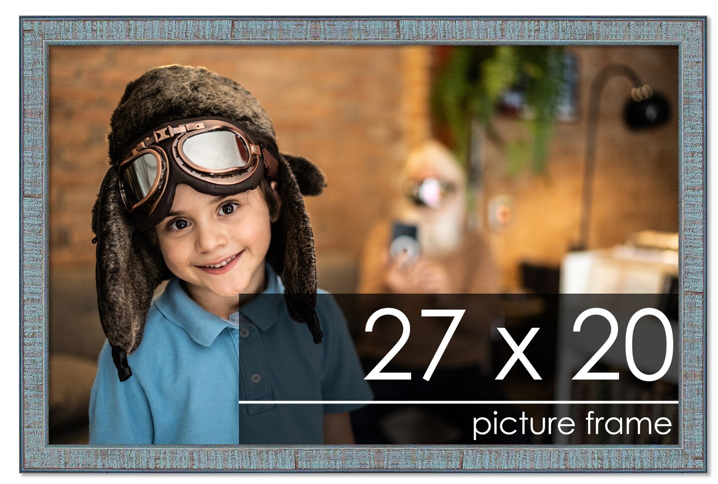 20x27 Textured Picture Frame with UV-Resistant Acrylic &#x26; Acid Free Backing, Available in 6 Finishes - Black, Blue, Brown, Gold, Grey, and White