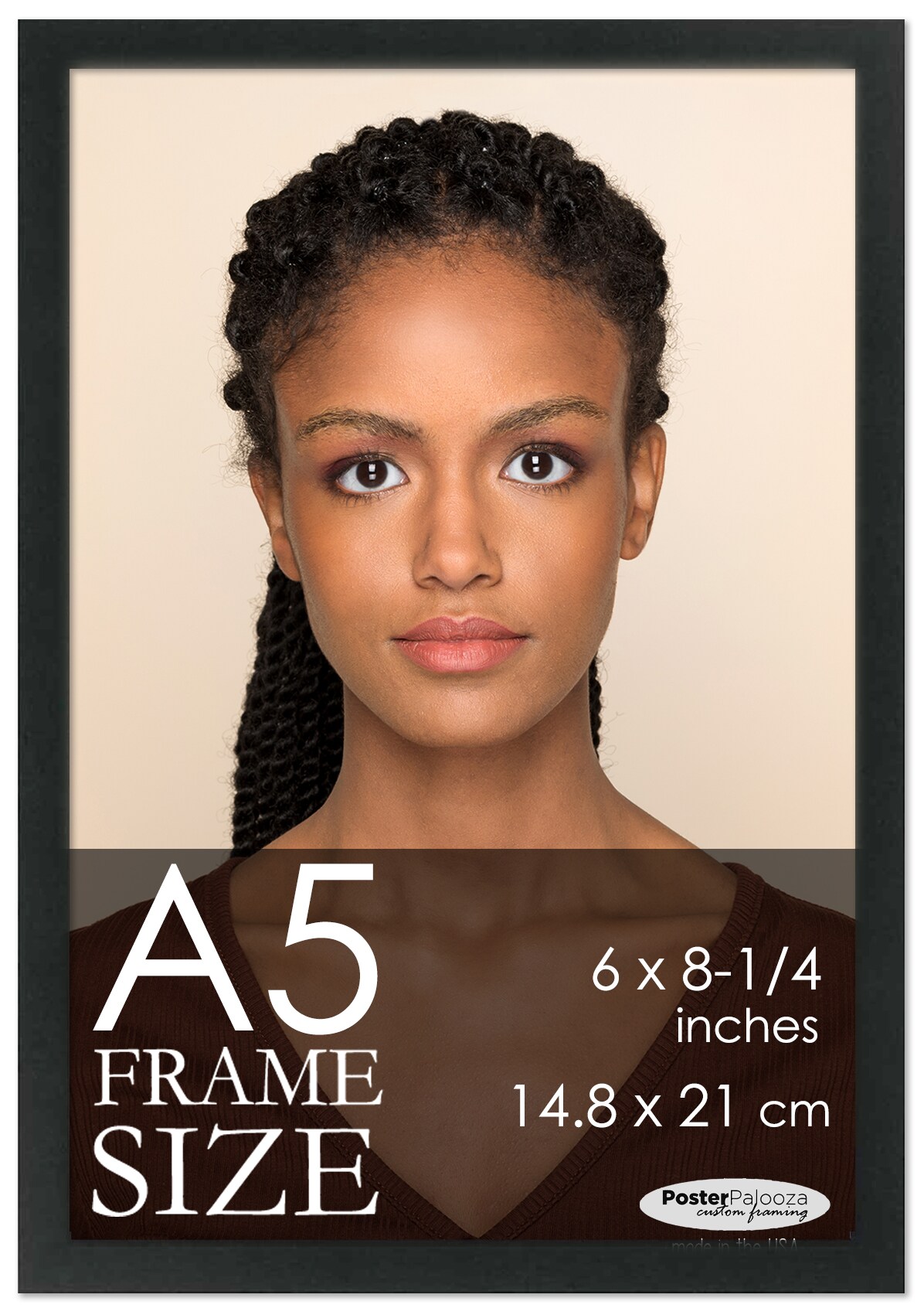 A5 Frame Black Modern Minimalist 6x8.25 Frame - Wood A5 Picture Frame, UV Acrylic