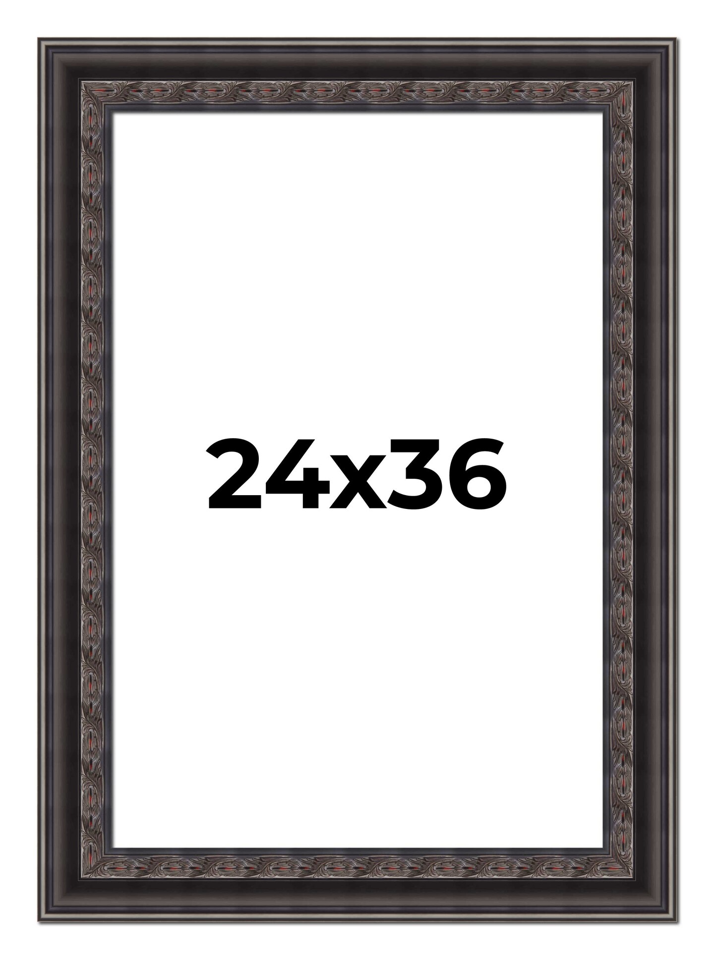 24x36 3.5" Wide Ornate Black Picture Frame - UV Acrylic, Foam Board Backing, Hanging Hardware