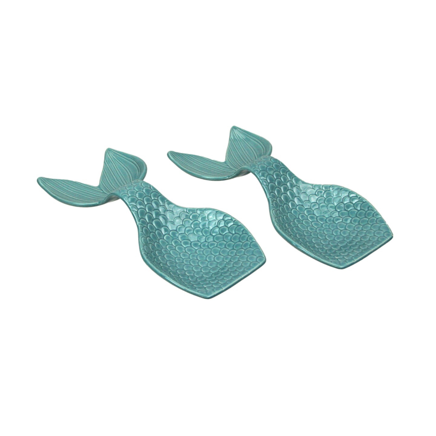 Set of 2 Ceramic Mermaid Tail Spoon Rests &#x2013; Coastal-Themed