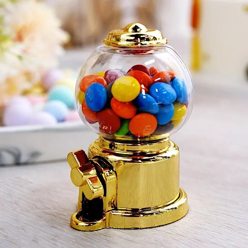 6 Gold Clear 3.5" tall Mini Candy Dispenser Favor Holders Wedding Party Supplies
