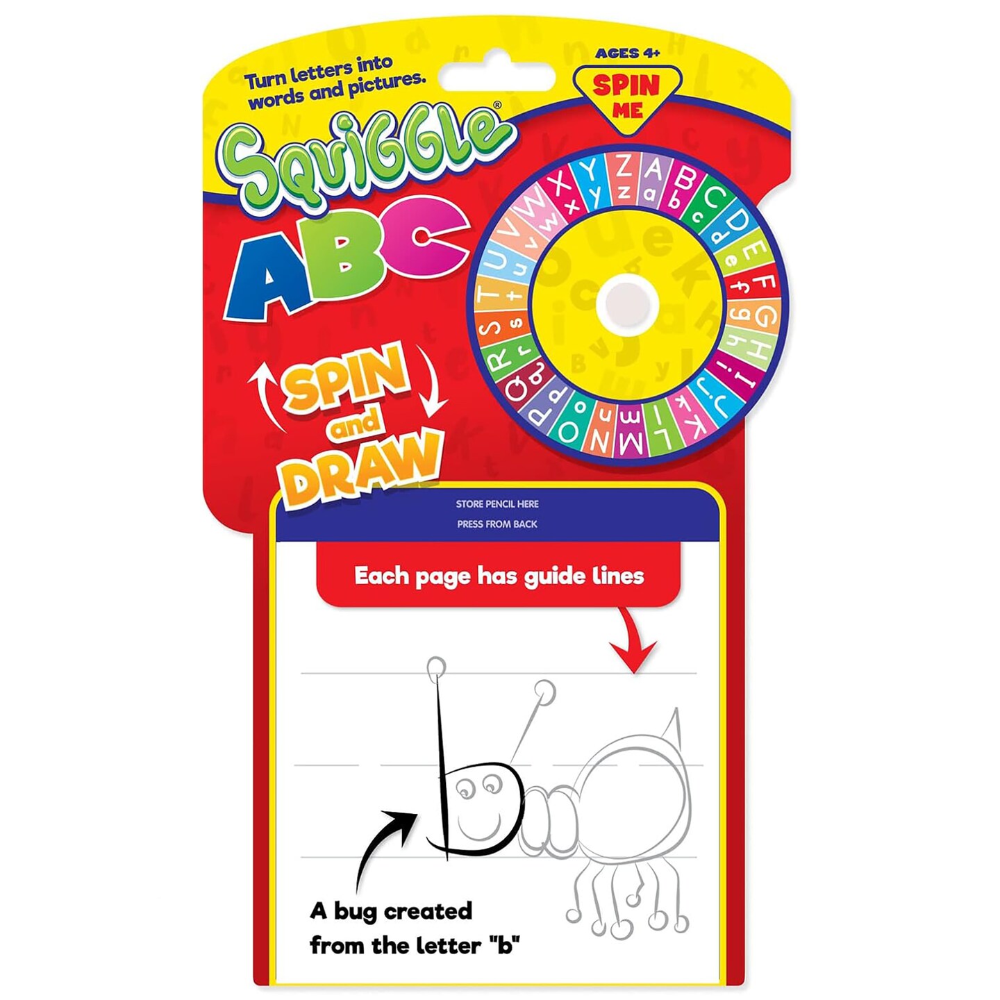 RandomLine of Creative Things: Squiggle ABC Doodle Pad - On-The-Go, Spin &#x26; Draw, Turn Letters Into Words-Pictures, Travel Activity Sketchbook, Kids 4+