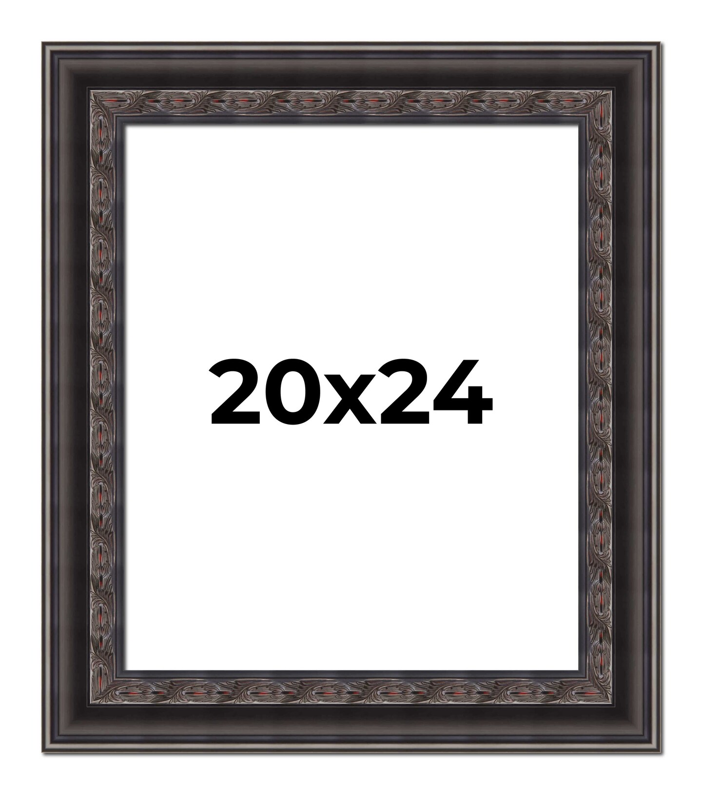 20x24 3.5" Wide Ornate Black Picture Frame - UV Acrylic, Foam Board Backing, Hanging Hardware