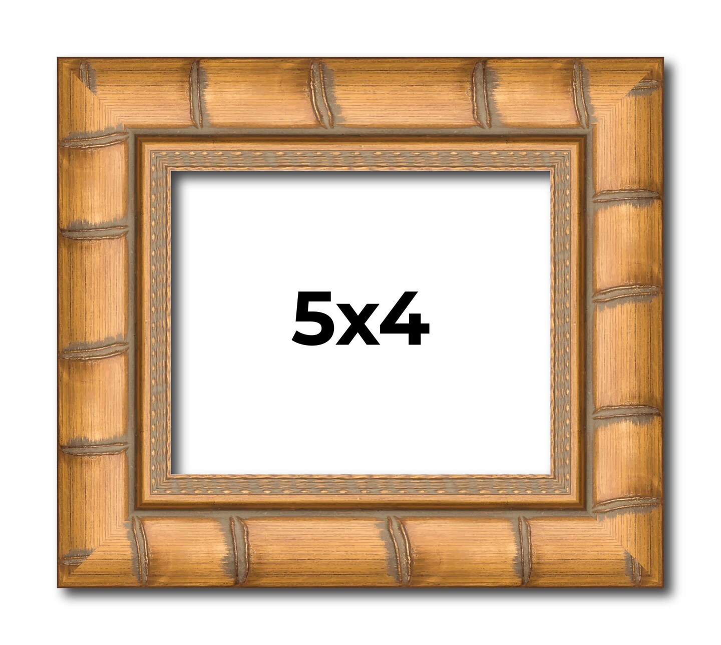 5x4 Modern Bamboo Picture Frame with UV-Resistant Acrylic & Acid Free Backing, Available in 5 Finishes - Gold, Silver, Brown, Black, and Natural