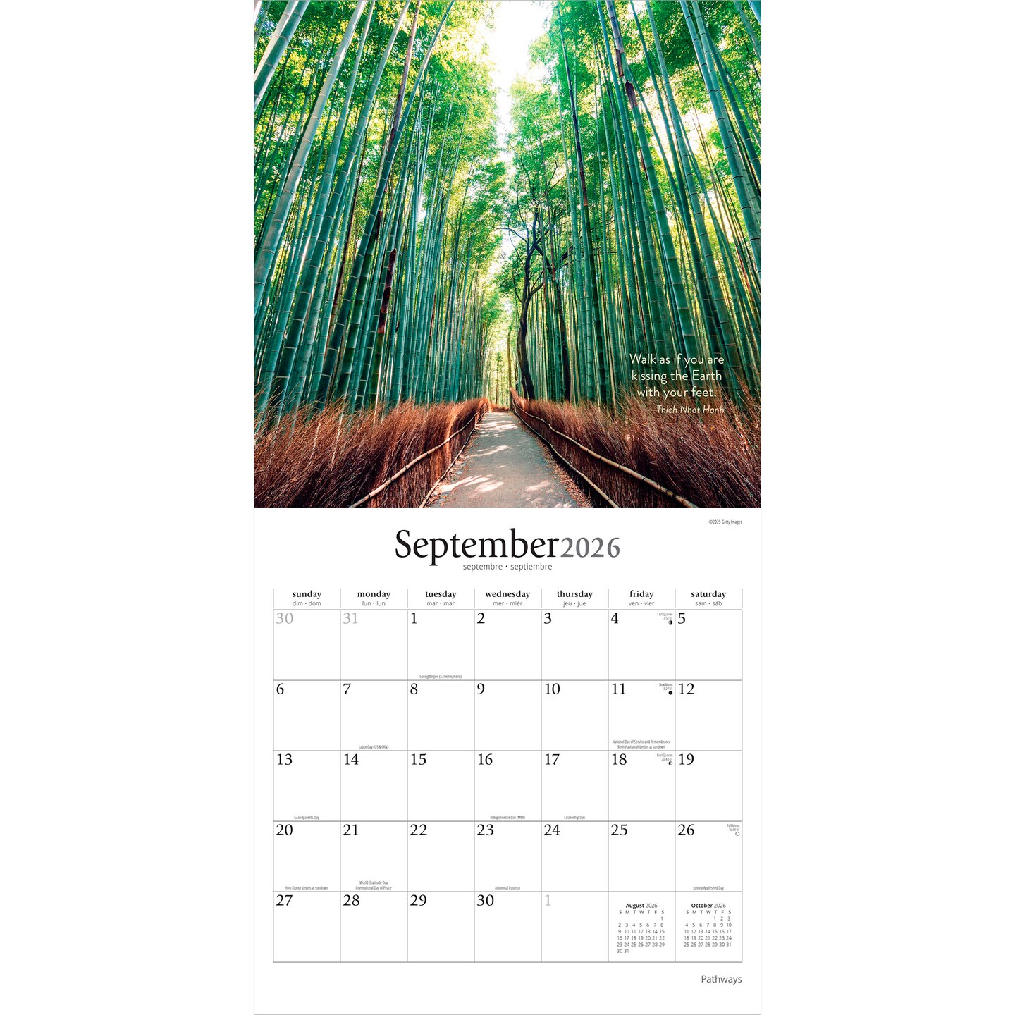 Pathways | 2026 12 x 24 Inch (Hanging) Monthly Square Wall Calendar | Plastic-Free