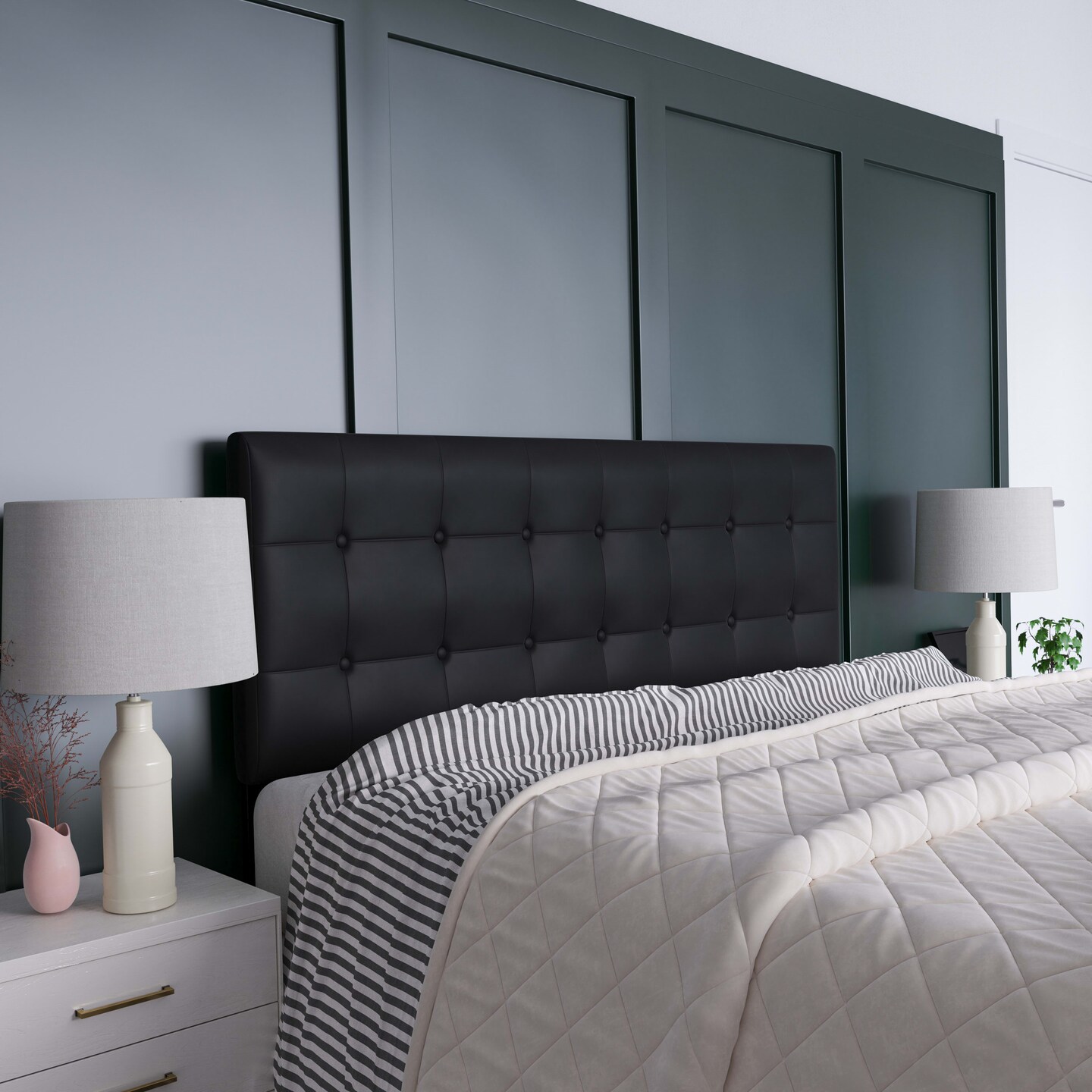 Emma and Oliver Button Tufted Adjustable Height Upholstered Headboard