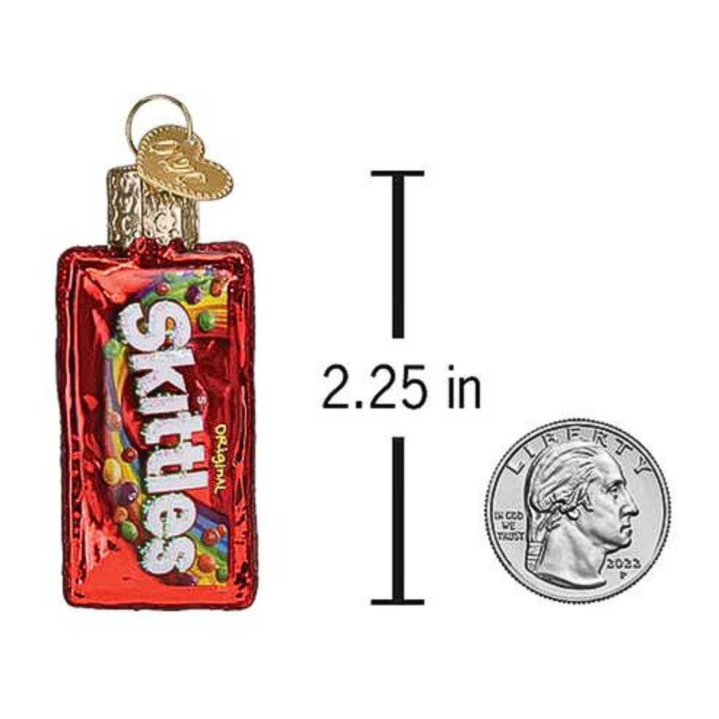 Old World Christmas 2.0 Inch Mini Skittles Bag Christmas Tree Ornament , Candy Favorite Fruit Flavors