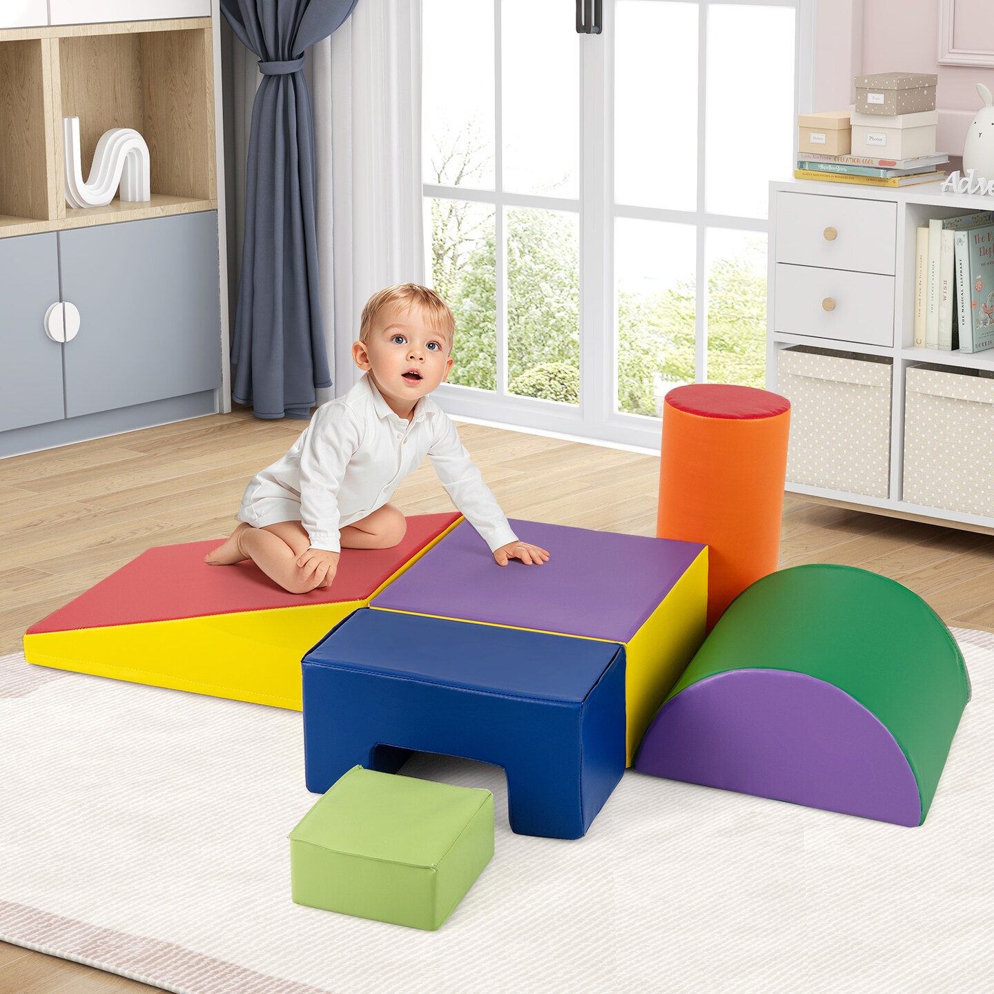 Indoor Foam Climbing Blocks Playset for Toddlers with 6 Soft Shapes