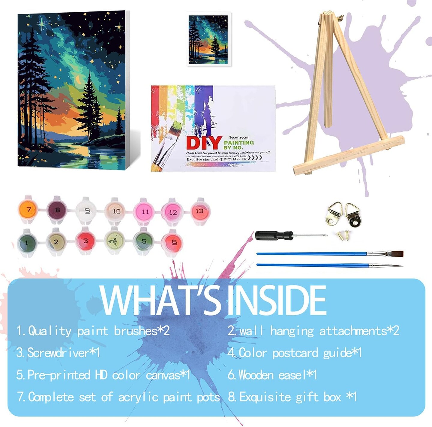 Paint by Numbers Kit for Adults Beginner &#x26; Kids Ages 8-12 with Wooden Frame Easy Acrylic on Canvas 9.45x11.8 inch with Paints and Brushes