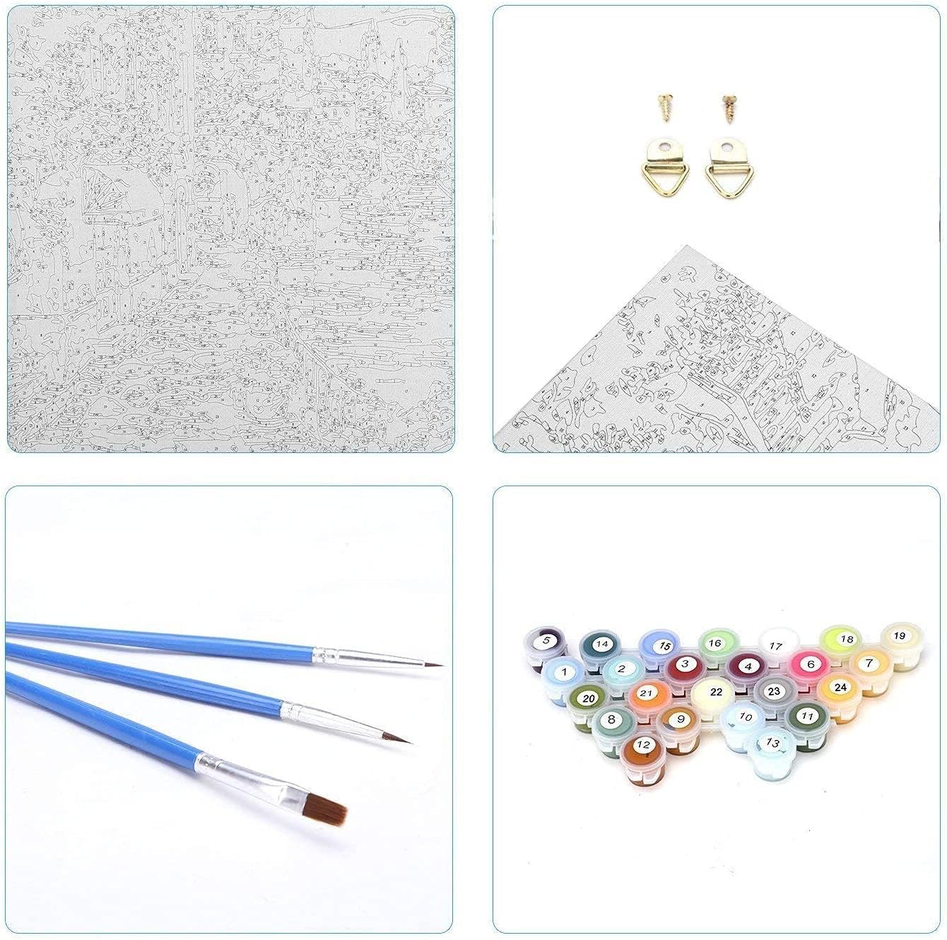 Bulldog Paint by Numbers Kit for Kids & Adults – DIY Canvas Number Painting Kit, Animal Theme, Colorful Bulldog, 16x20 Inch (Unframed)