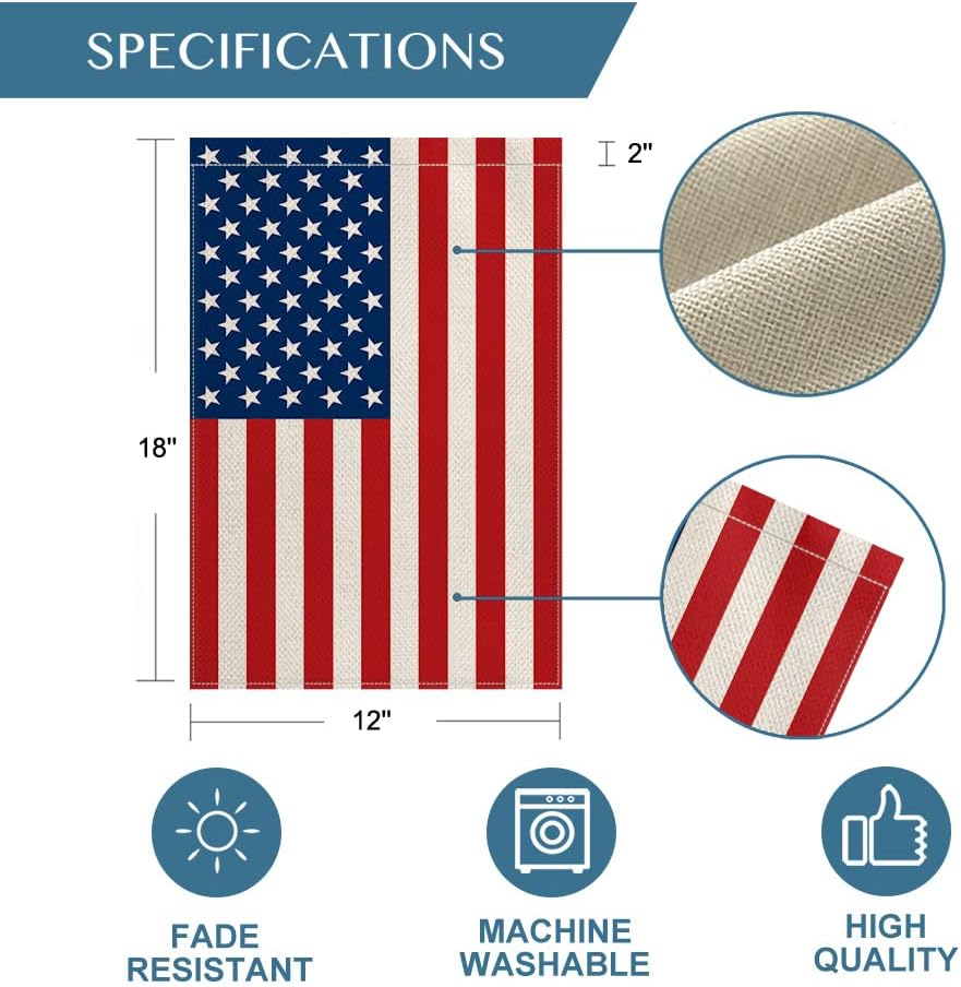 4th of July Patriotic Memorial Day Garden Flag 12x18 Inch