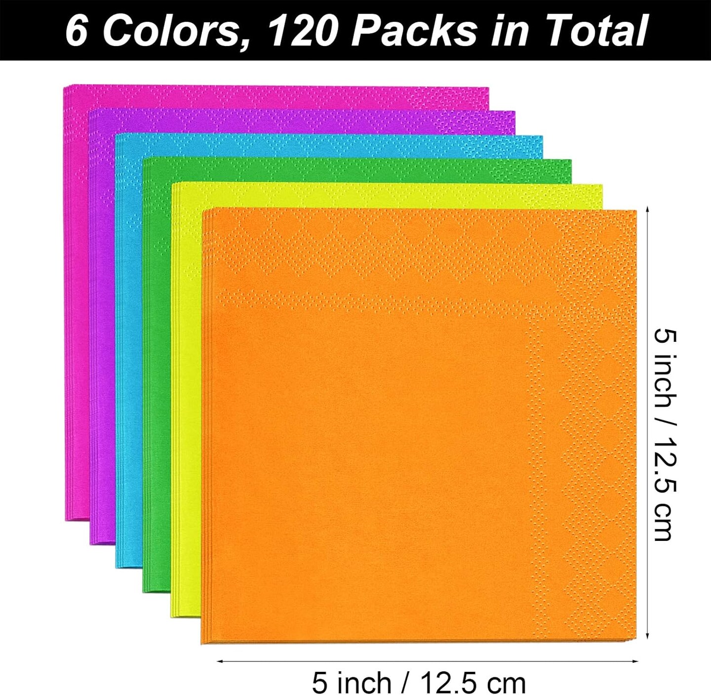 120 Pieces Cocktail Napkin Paper Napkins- 6 Colors