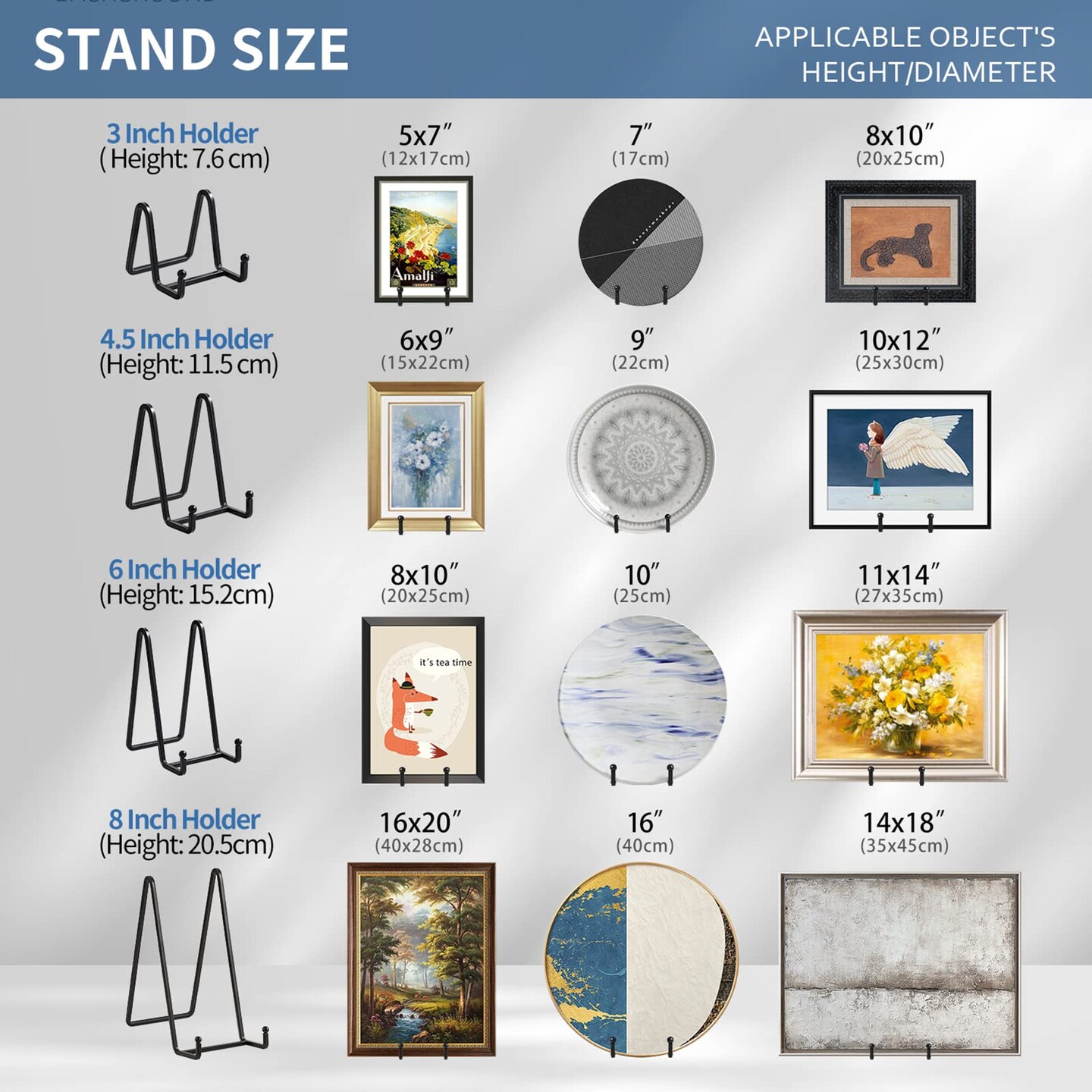 Plate Holder Easel Display Stand - 8 inch Metal Plate Stands for Display - Tabletop Picture Stand - Black Iron Easels for Display Pictures | Photo Frames | Book | Decorative Plates | Plaque -2 Pack