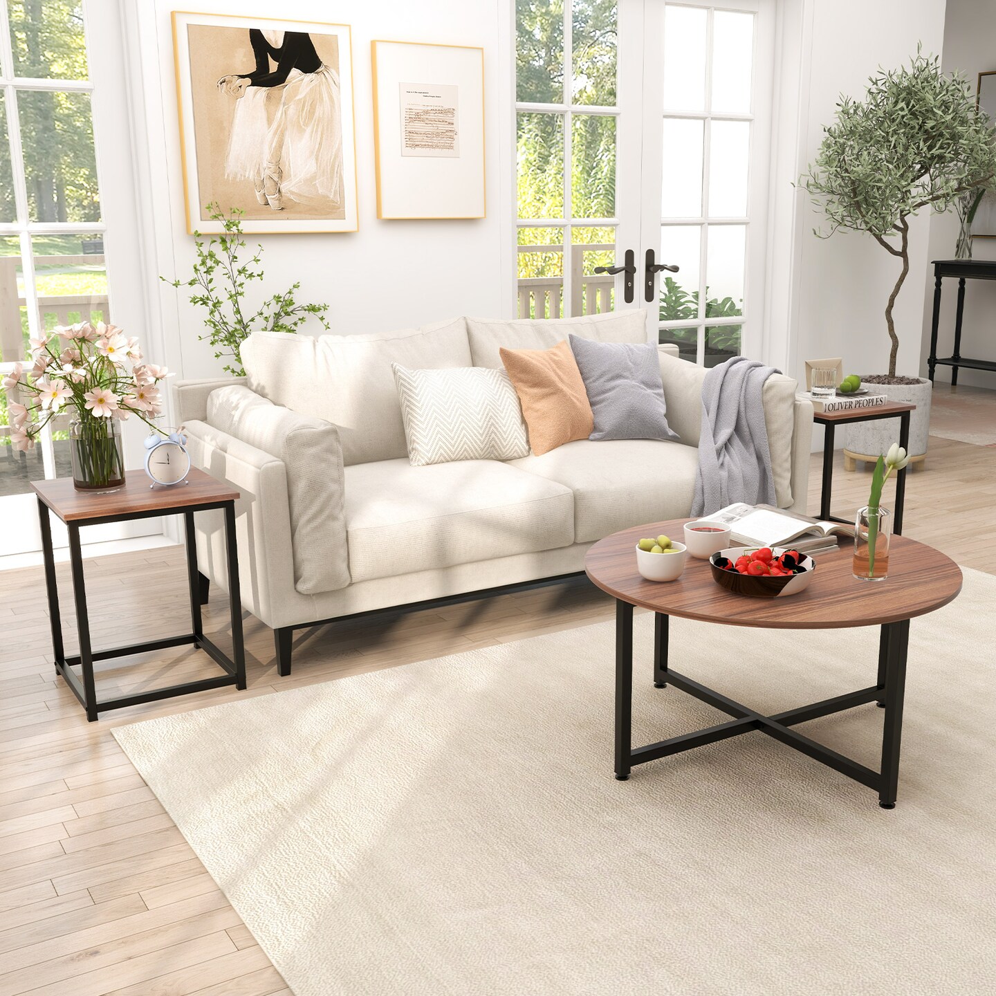 Modern Coffee Table Set of 3 with Storage for Living Room or Lounge