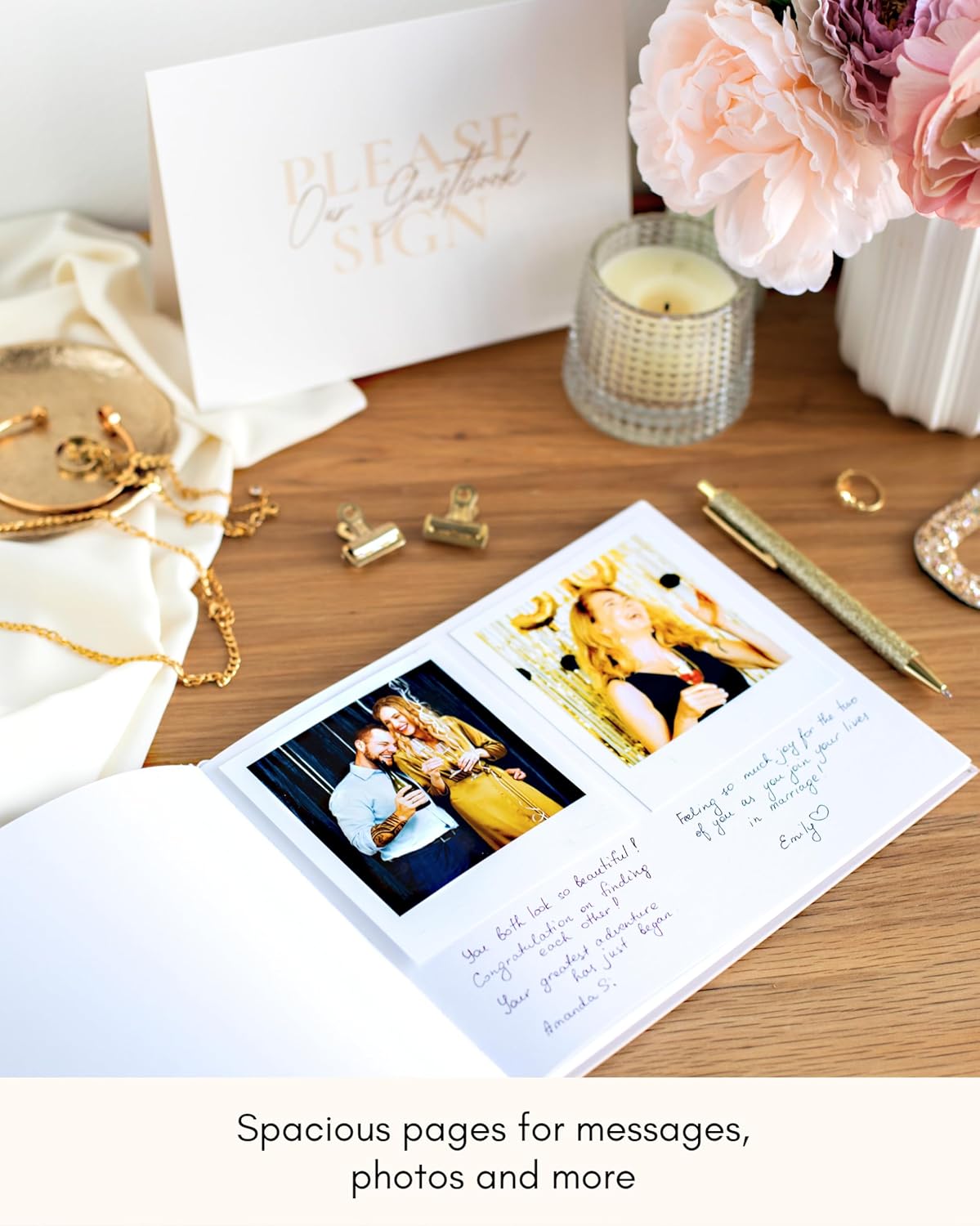 Elegant Blank Page Wedding Guest Book – The Perfect Polaroid Guest Book for Wedding Receptions, Birthdays, Baby Showers, and Special Events – A Stylish Sign-in Book for Guests