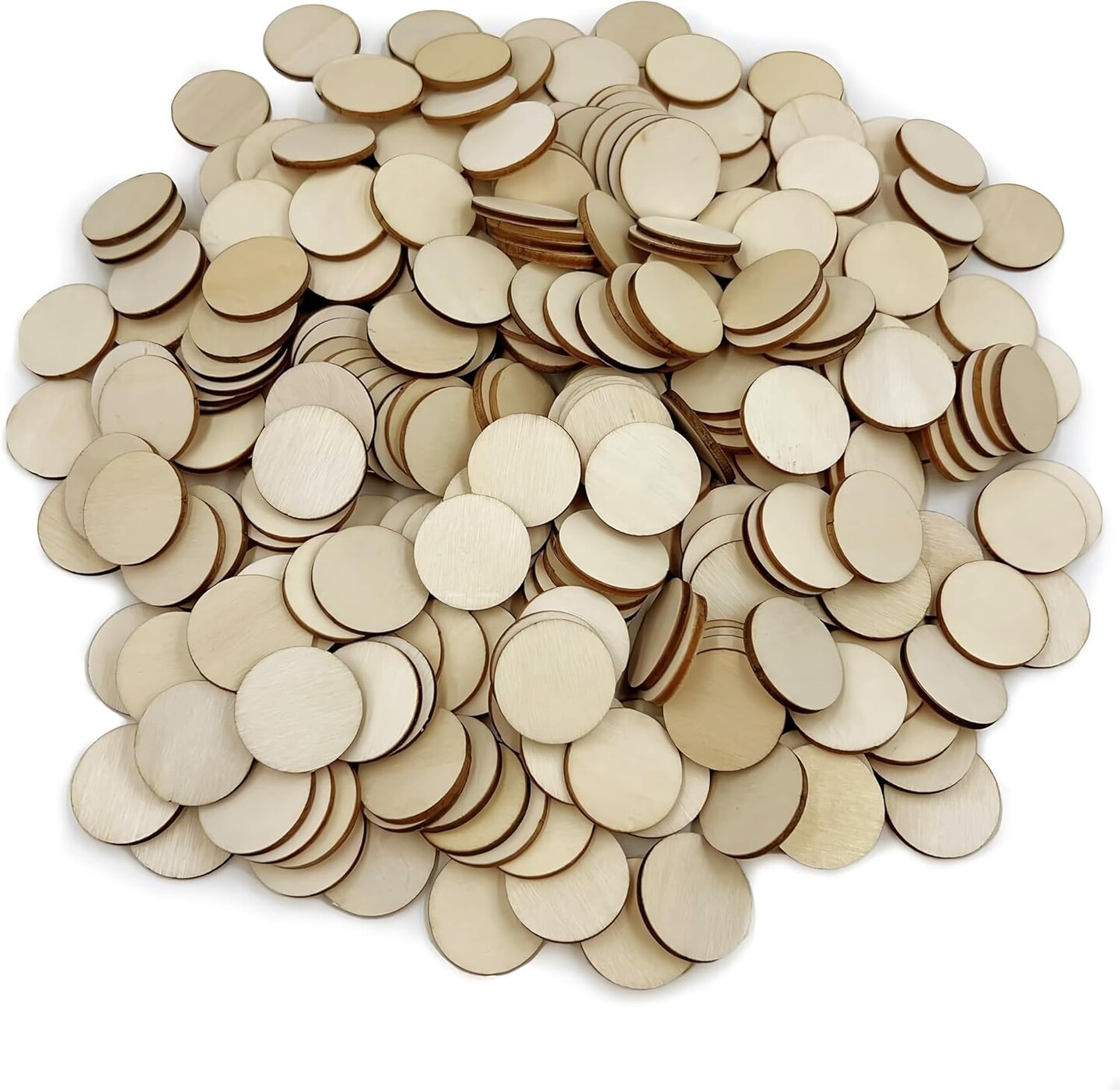 300-Piece Unfinished Wood Circles &#x2013; 1 x 1 x 0.12 Inch Round Wooden Cutouts for DIY Crafts, Decorations, and Art Projects