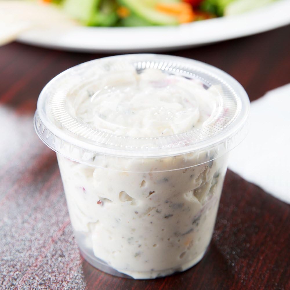 5.5 oz. - 100 Count Clear Disposable Plastic Portion Cups with Lids - Souffl&#xE9; Cups,Shot Cups With Lids, Clear Plastic Containers Perfect for salad Dressing and More