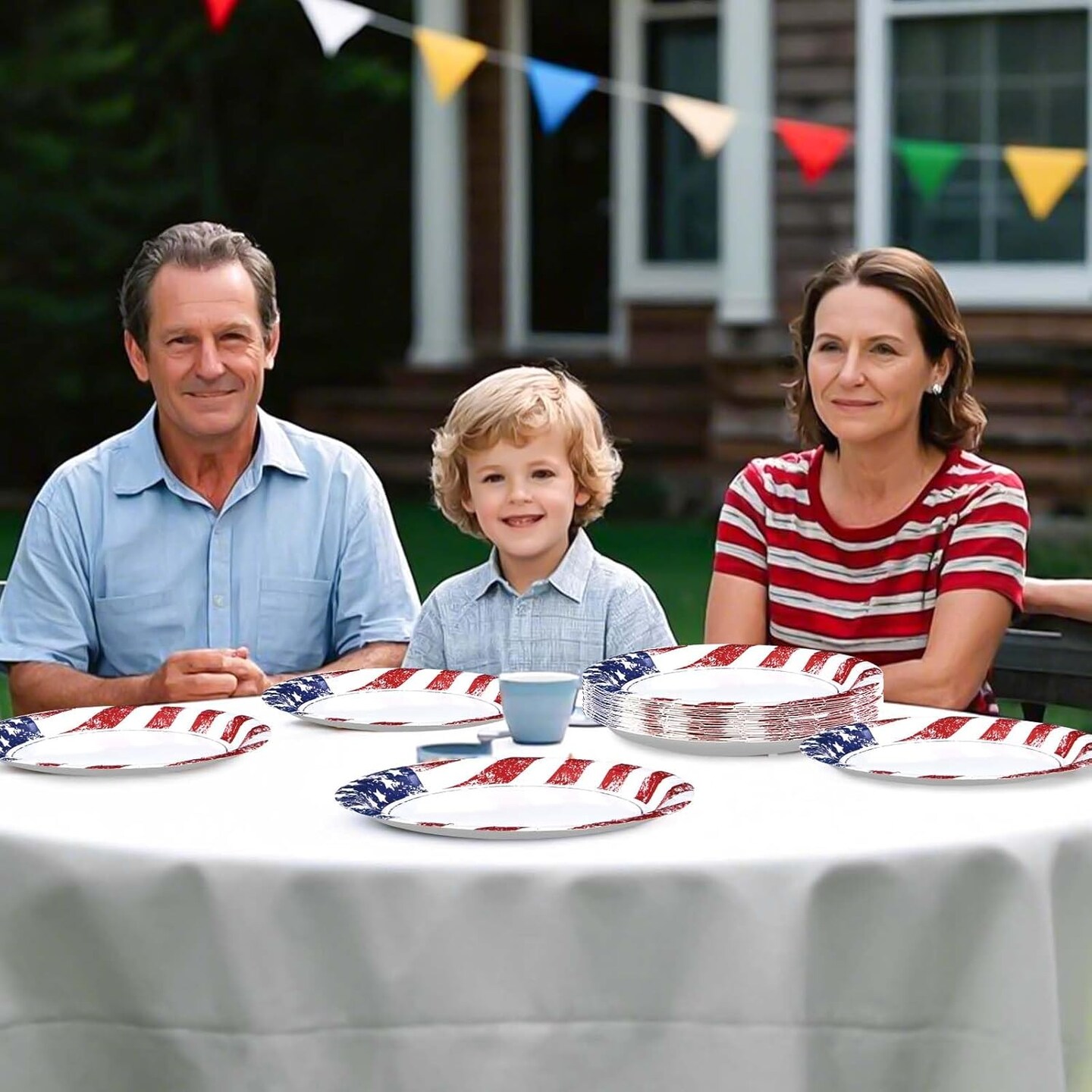 50Pcs Patriotic Paper Plates 10" 4th of July American Flag Party Plates Disposable Independence Day Tableware for 4th of July Independence Day Veterans Welcome Home Party