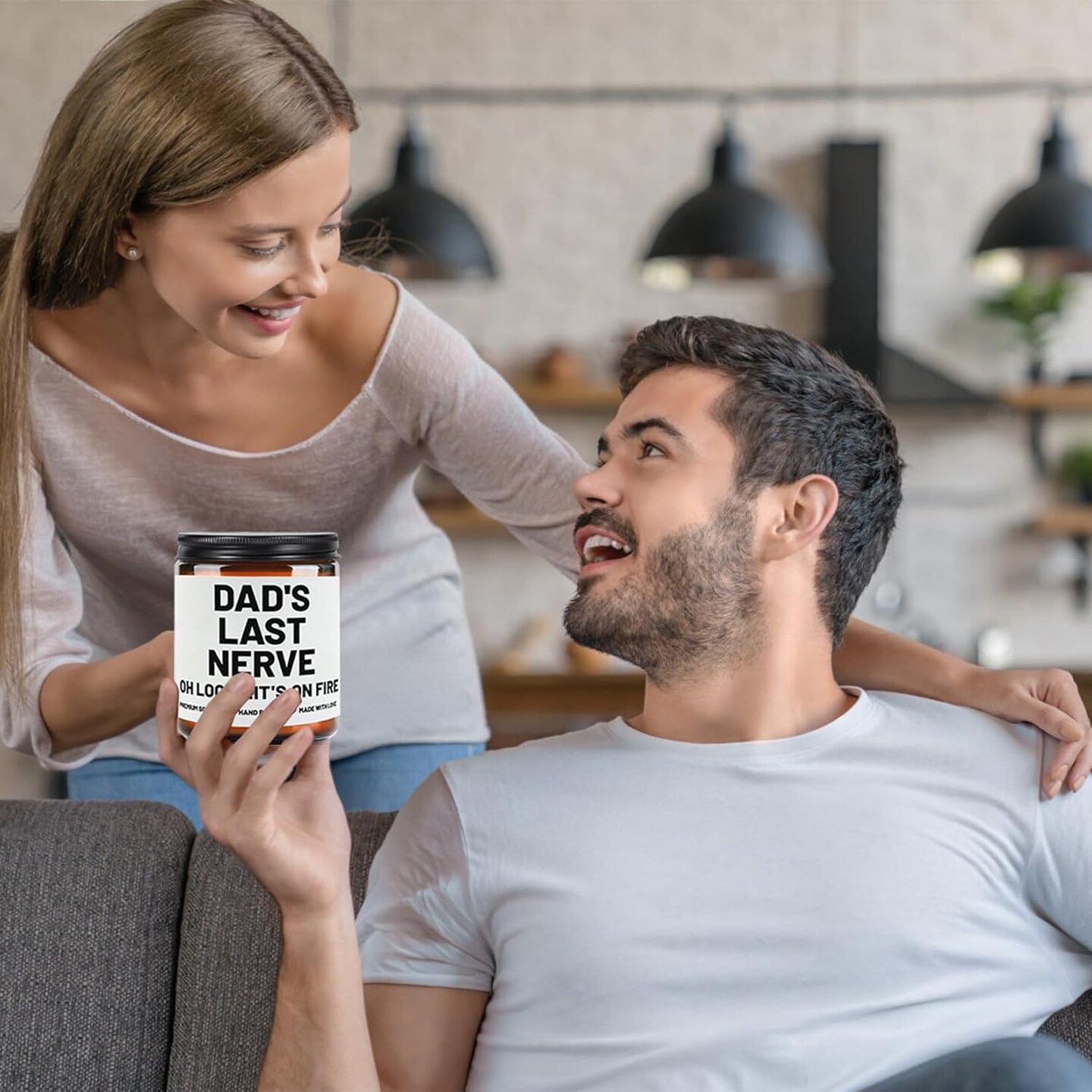 Fathers Day Funny Dad Gifts from Daughter Son, Fathers Day Unique Gifts for Dad Stepdad Daddy Grandpa Him, Sandalwood Juniper Scented Candle for Him
