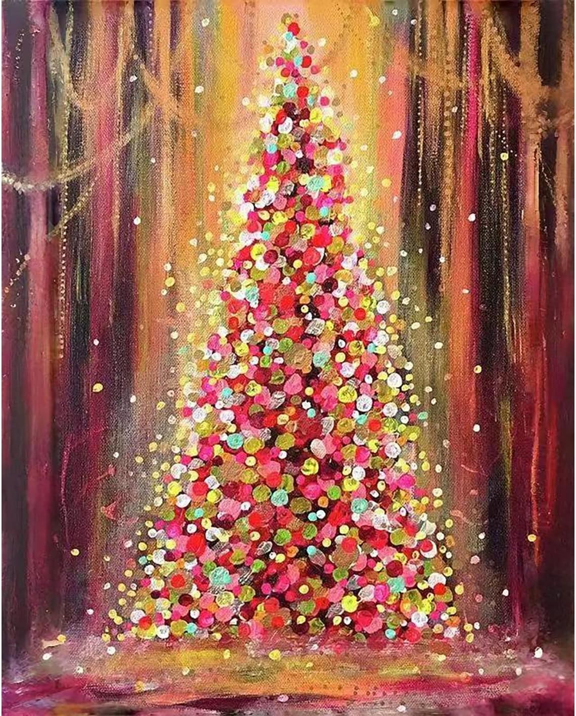 Christmas Paint by Numbers Kit,Christmas Tree Paint by Number Kits for Adults,Christmas Adults Paint by Numbers Kits on Canvas Without Frame Oil Painting Acrylic Paints for Home Wall Decor 16X20inch
