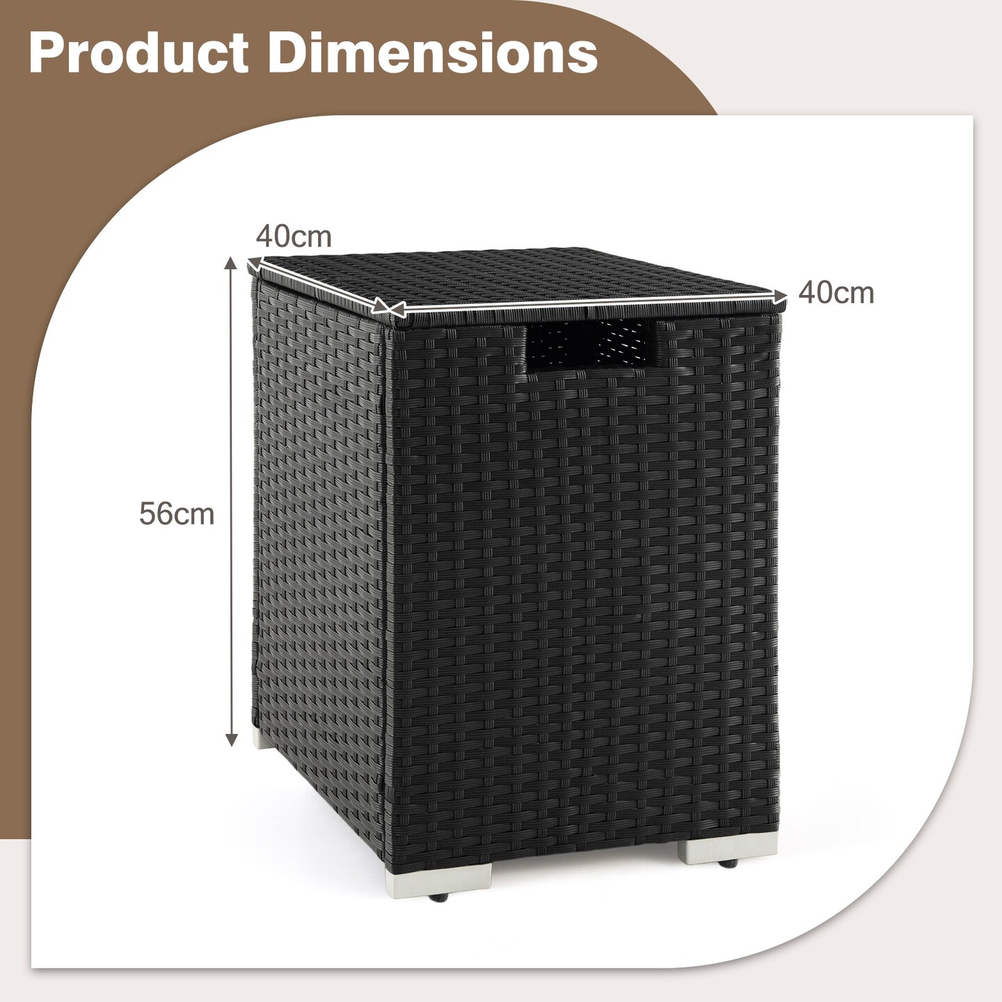 2-in-1 Multi-functional PE Wicker Propane Tank Cover Table with Metal Frame and Adjustable Foot pads