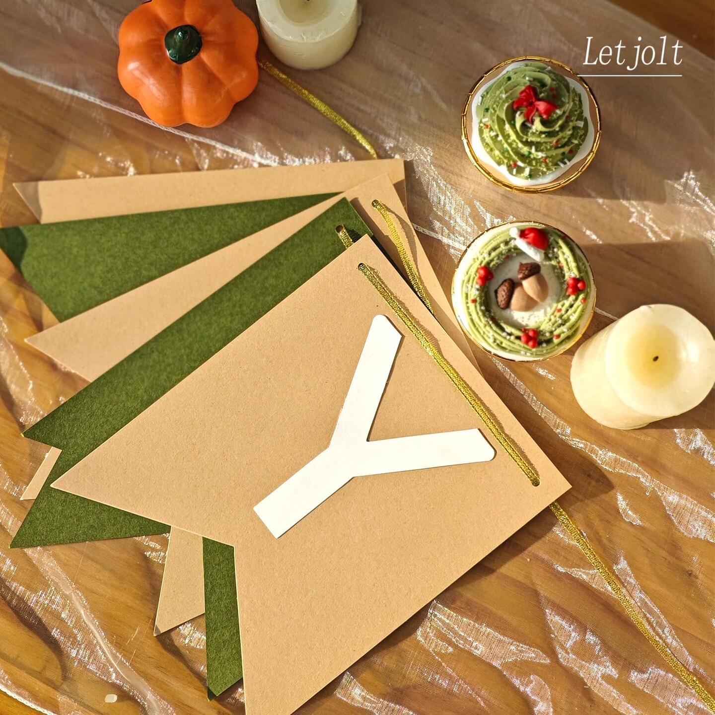 Brown Green Happy Birthday Banner Theme Party Supplies Handmade Garland Decorations Birthday Tropical Signs Nursery Hanging Decor 13pcs