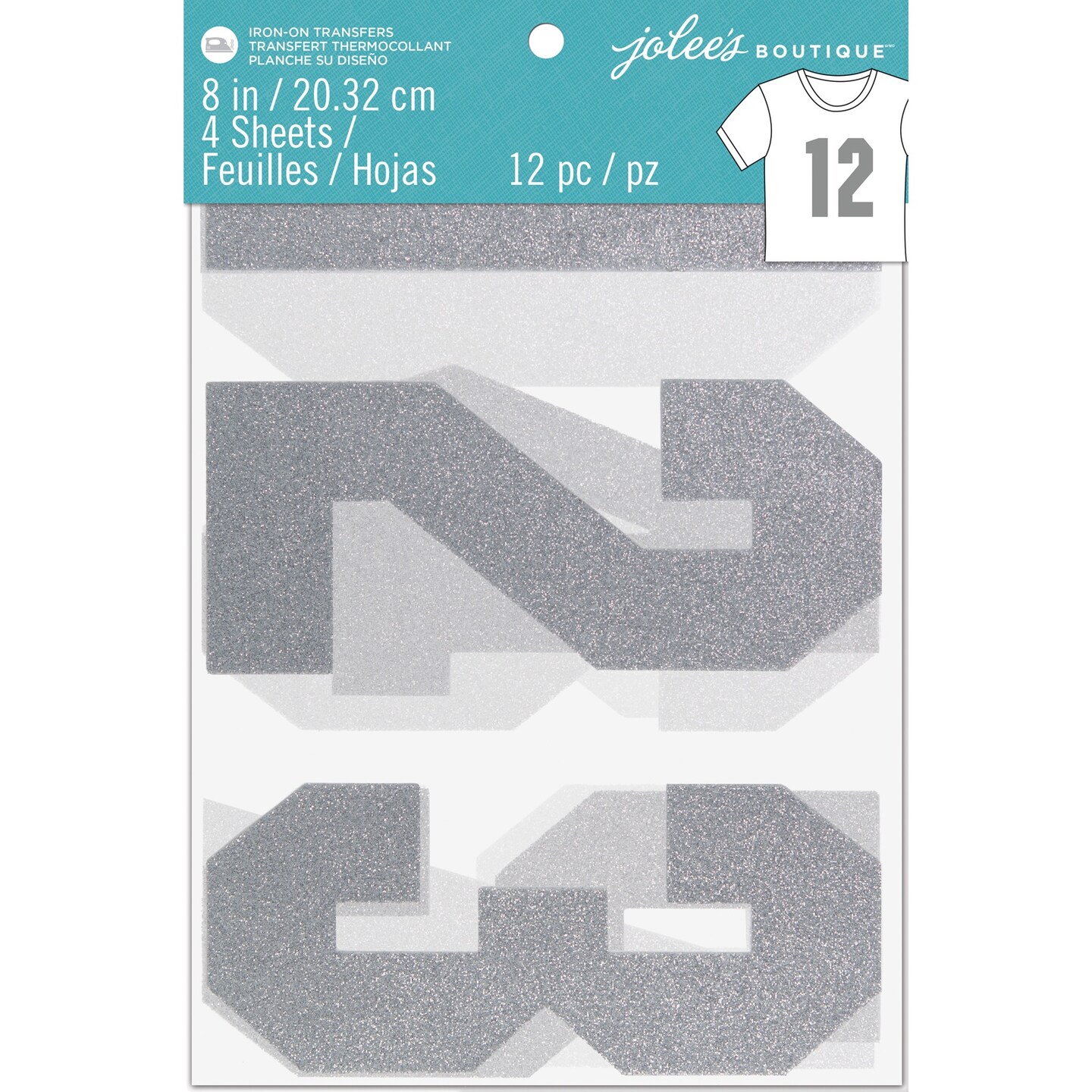 Jolee&#x27;s  Iron-On Numbers 8&#x22;-Silver Glitter