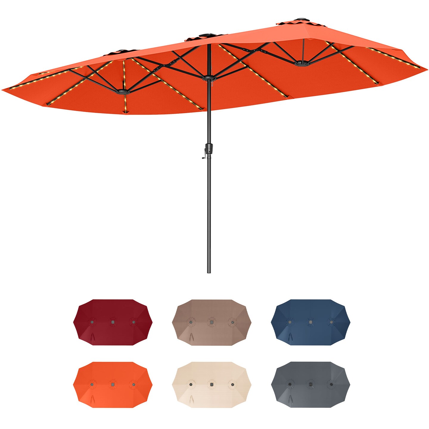 large patio umbrella with solar lights Double-Sided Market or enjoying the sun on the beach Rotihom 11FT Solar Powered LED