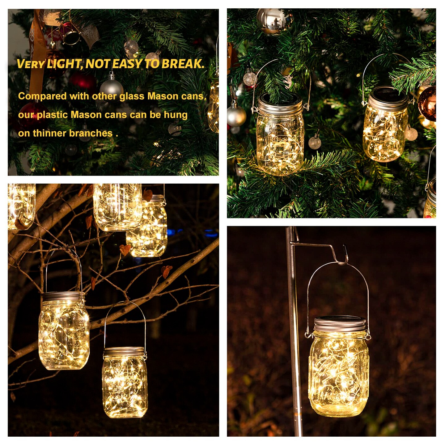 8 Pack Solar Mason Jar Lights Lanterns,Jars &#x26; Hangers Included&#xFF0C;30LED Waterproof Hanging Outdoor Fairy Lights for Patio Garden Porch Yard Backyard Balcony Wedding(Warm White)