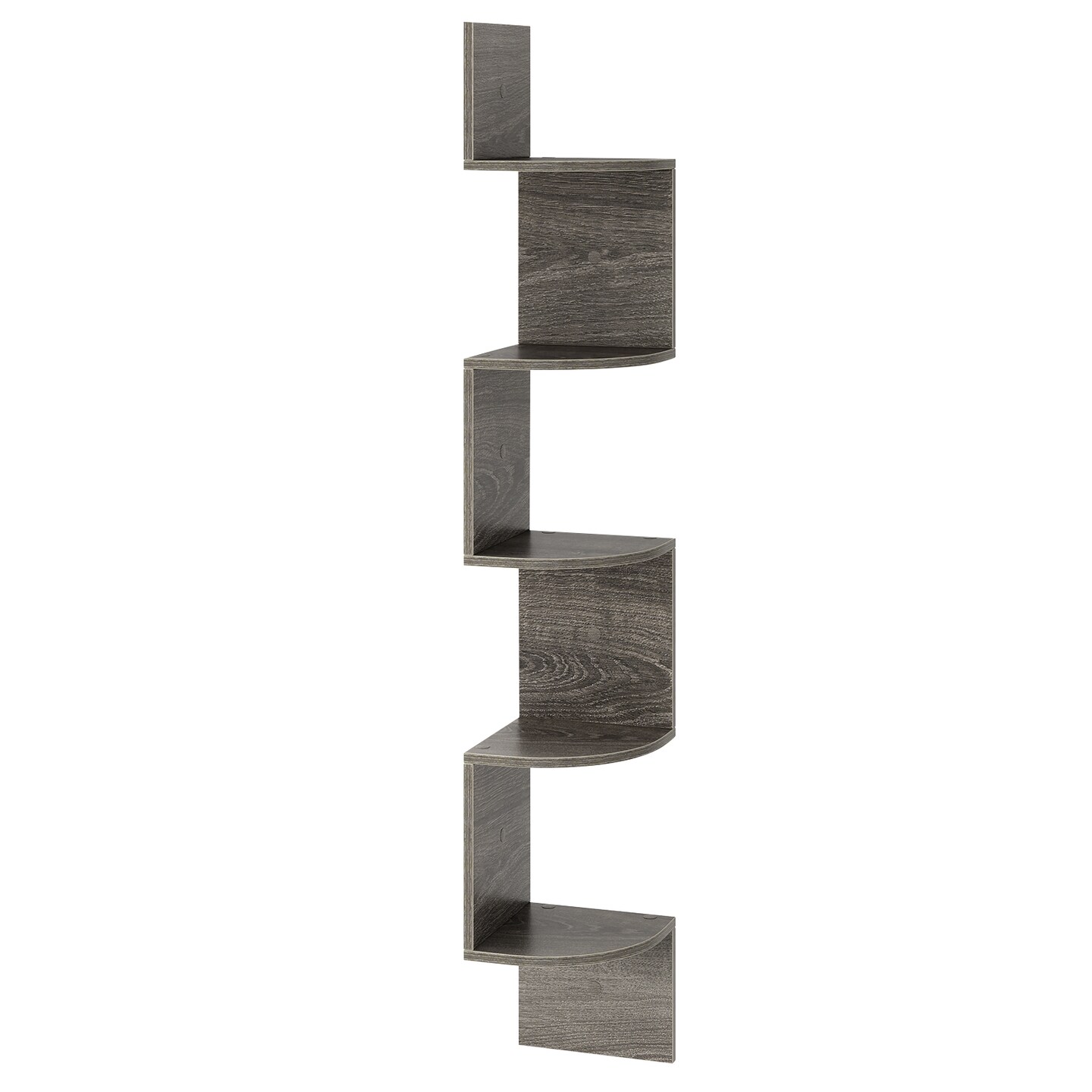 Space-Saving 5-Tier Corner Shelf Wall Mounted Bookshelf with Storage Solution