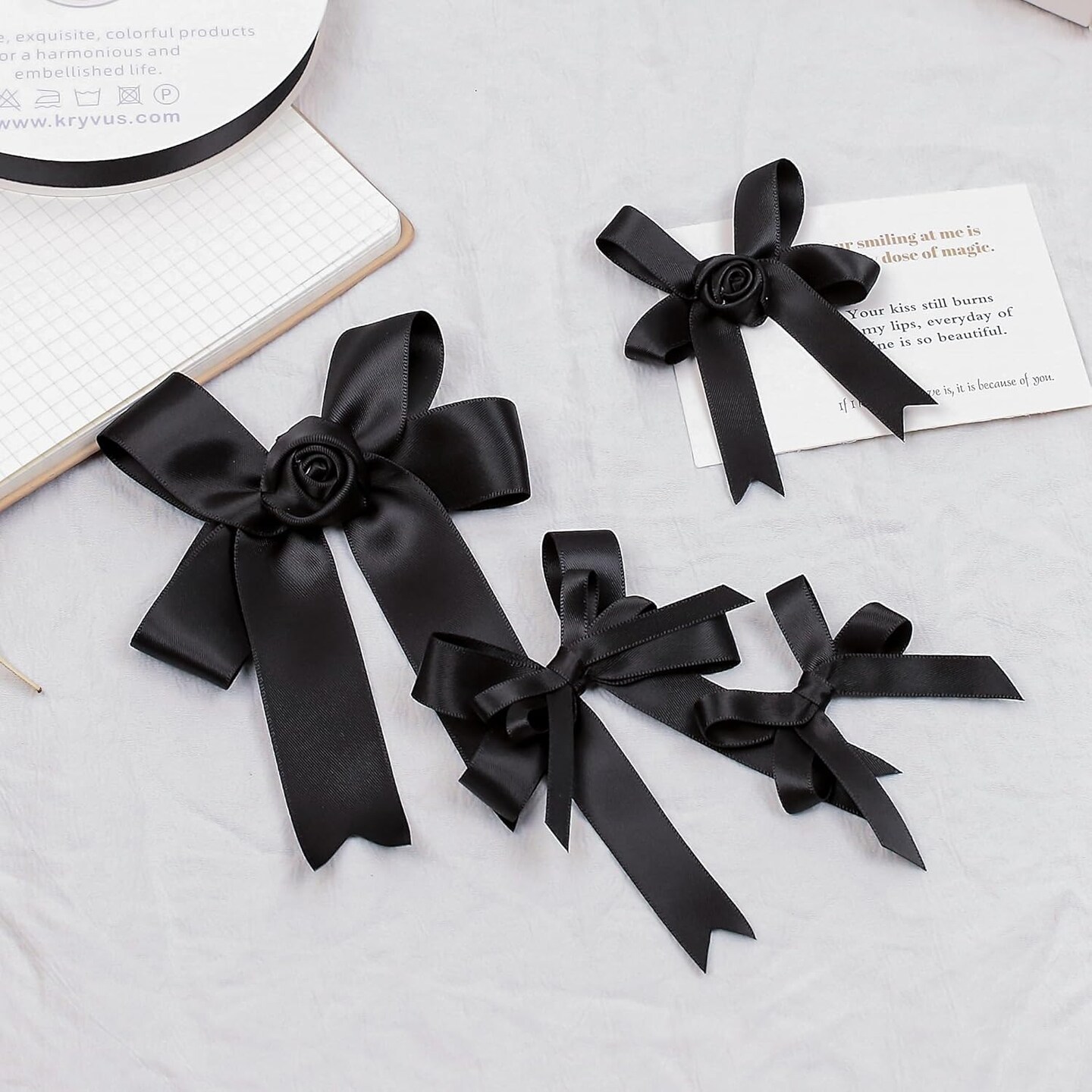 Black Satin Ribbon, Double Faced 1/2 Inch X 25 Yards Black Ribbon, Premium Satin Ribbon for Gift Wrapping, Crafts, Hair Bow Making, Sewing, Flower Bouquet, Wedding Party Decor