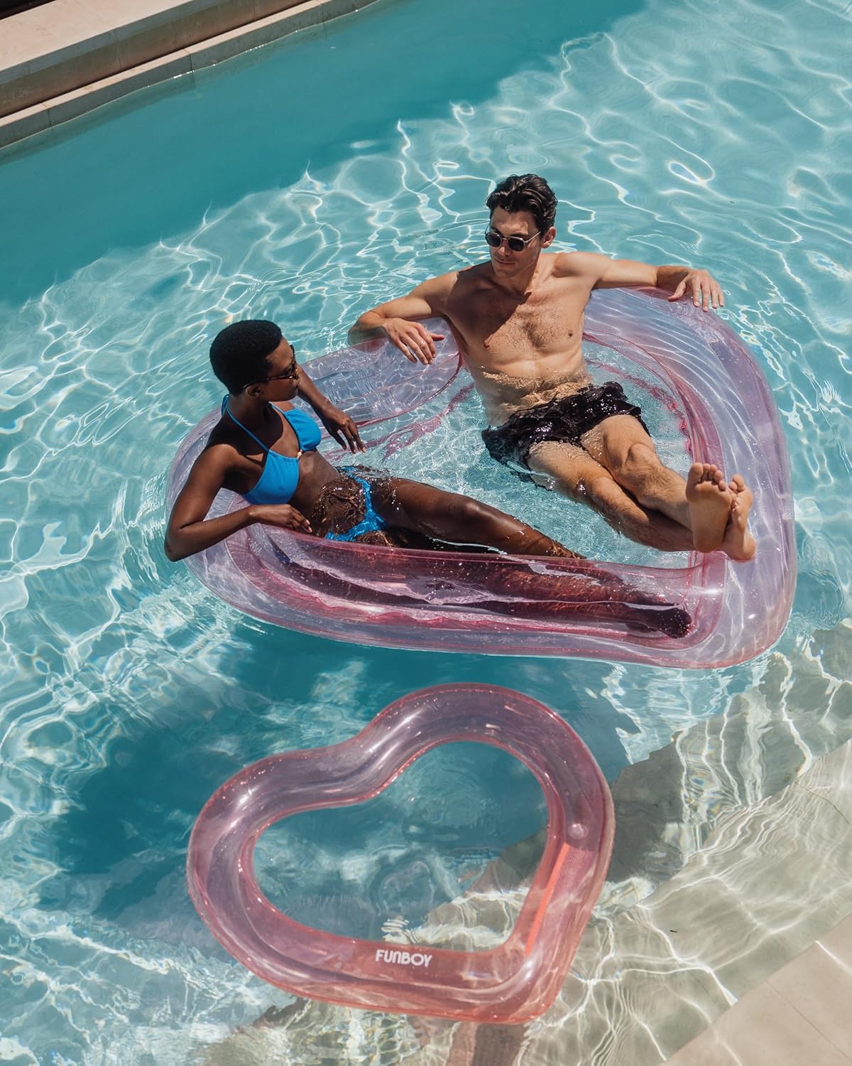 Original Clear Heart Water Hammock with Mesh Pool Float Perfect for Summer Pool Parties