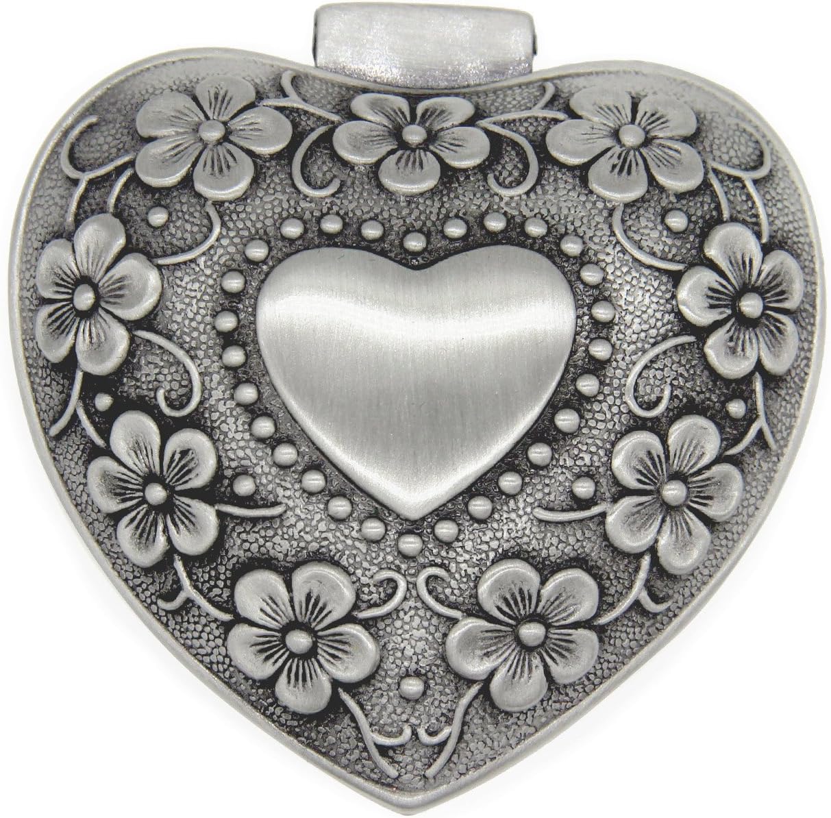 Vintage-Style Heart-Shaped Jewelry Box – Small Trinket and Ring Organizer Chest in Silver, Perfect Christmas Gift