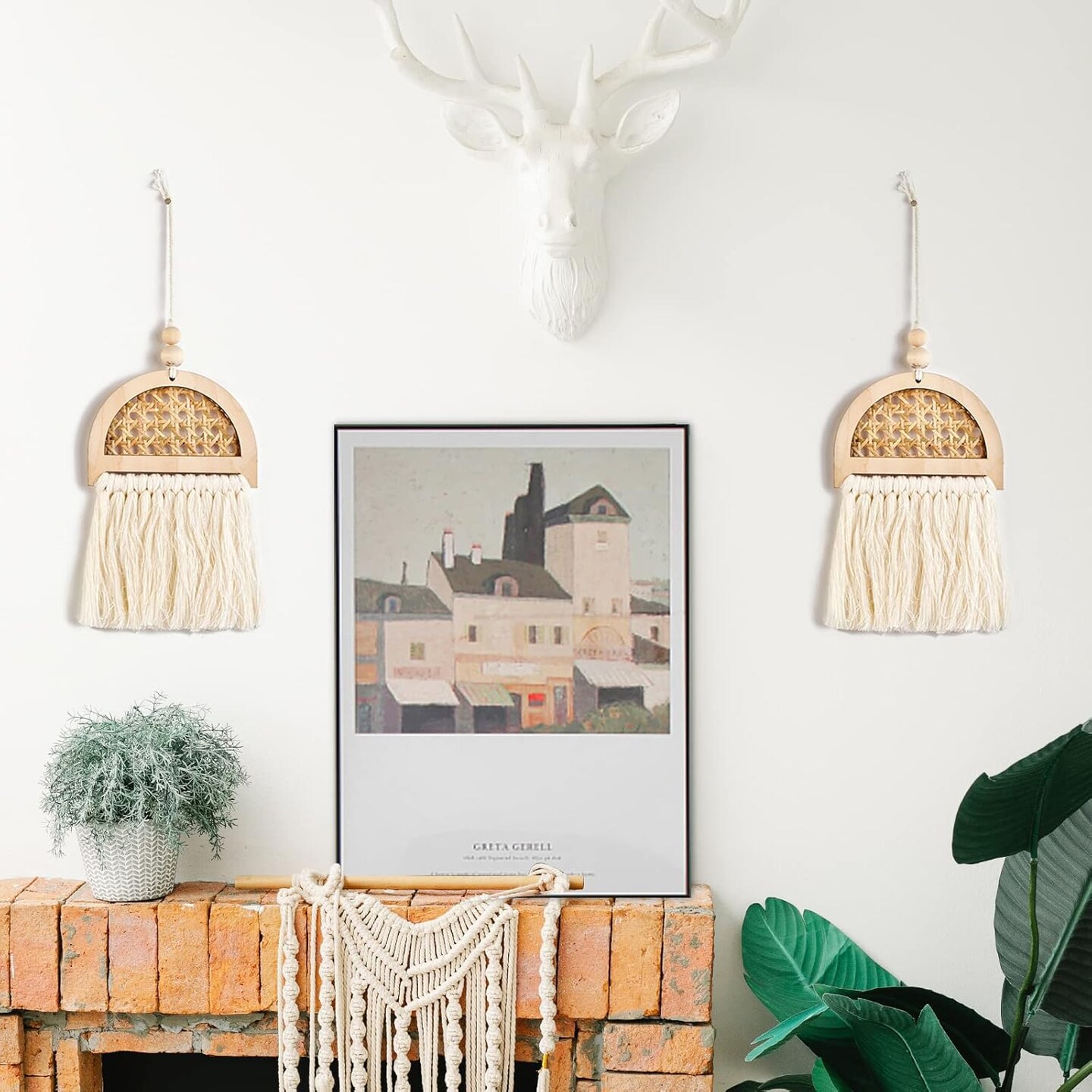 2 Pcs Macrame Wall Hanging Chic Bohemian Decoration for Home Decor Small Size 13&#x22; L x 5.5&#x22; W