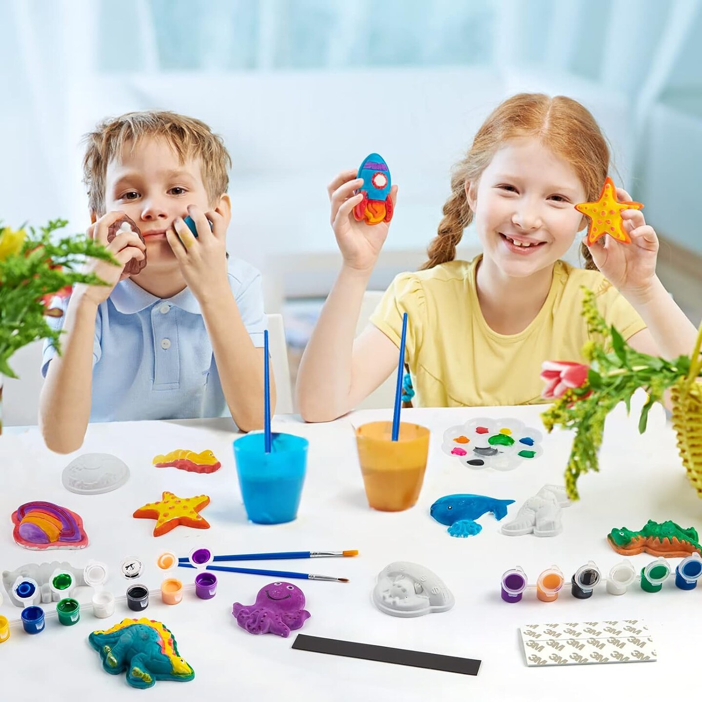 Kids Arts and Crafts Plaster Painting Craft Kit Art Set - Painting Your Own Space Dinosaurs & Marine Life Figurines - Ceramic Painting Kit for Kids, Girls, Boys, Toddlers
