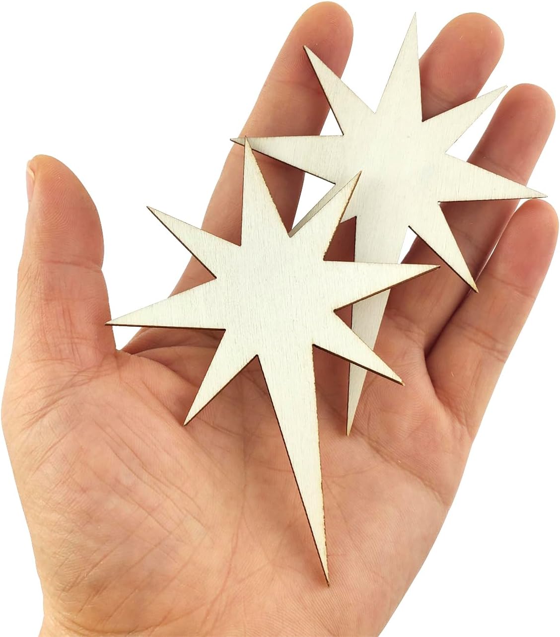 30 Pack 4 Inch Wooden Bethlehem Star Cutouts - Unfinished Wooden Star Hanging Ornaments DIY Craft Gift Tags for Home Party Decoration