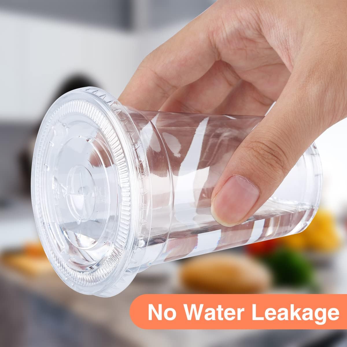 Disposable Plastic Cups with Lids 8 oz Clear Plastic Cups 50 Pack, Cold Drink Containers Party Cups for Beverage Coffee Soda Juice Smoothie