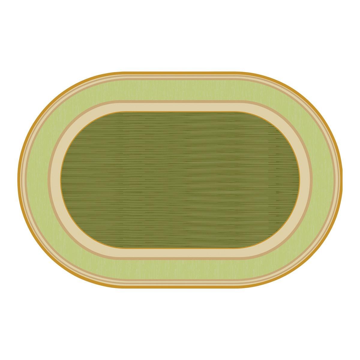 Kaplan Early Learning Company Sense of Place Lowland Stripe Carpet - Green - 4' x 6' Oval