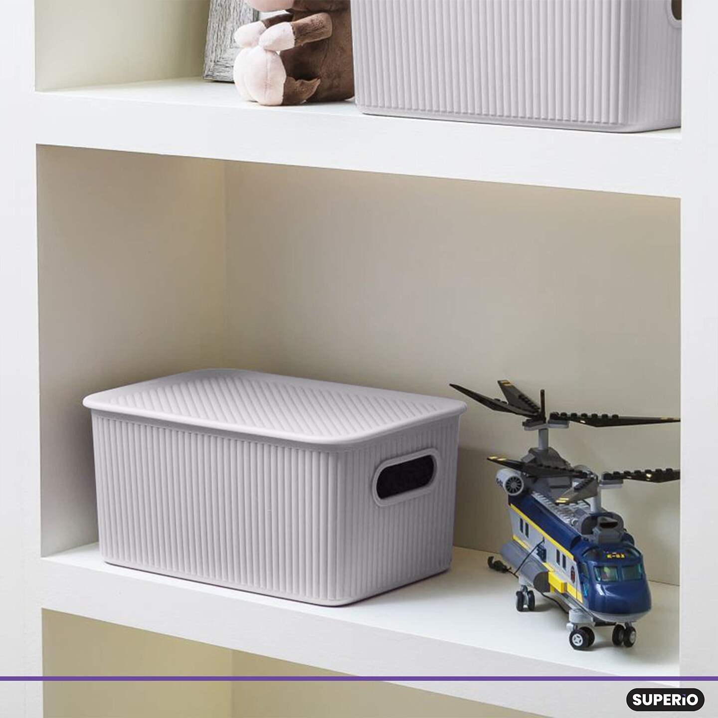 Superio Plastic Storage Container Bins, Organizer Baskets, Boxes for Organizing Closet Shelves Drawer Shelf