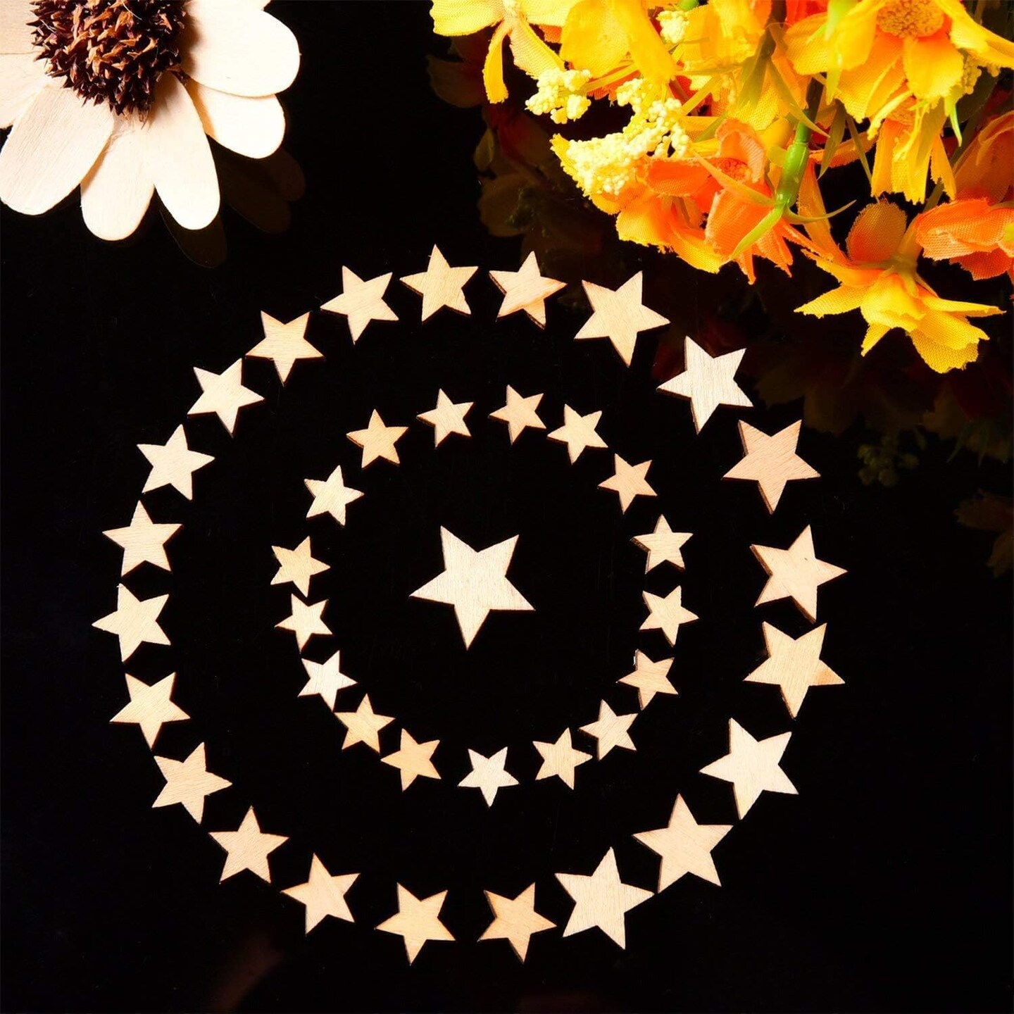 100 Pcs Unfinished Wooden Star Ornaments – Assorted Sizes Blank Wood Cutouts for Christmas, Wedding, Party & DIY Crafts
