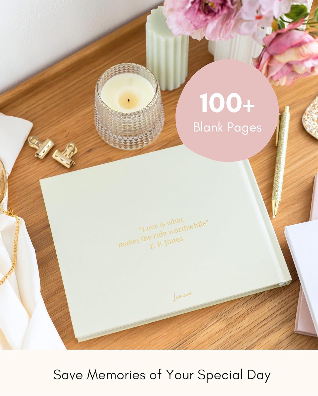 Elegant Blank Page Wedding Guest Book – The Perfect Polaroid Guest Book for Wedding Receptions, Birthdays, Baby Showers, and Special Events – A Stylish Sign-in Book for Guests